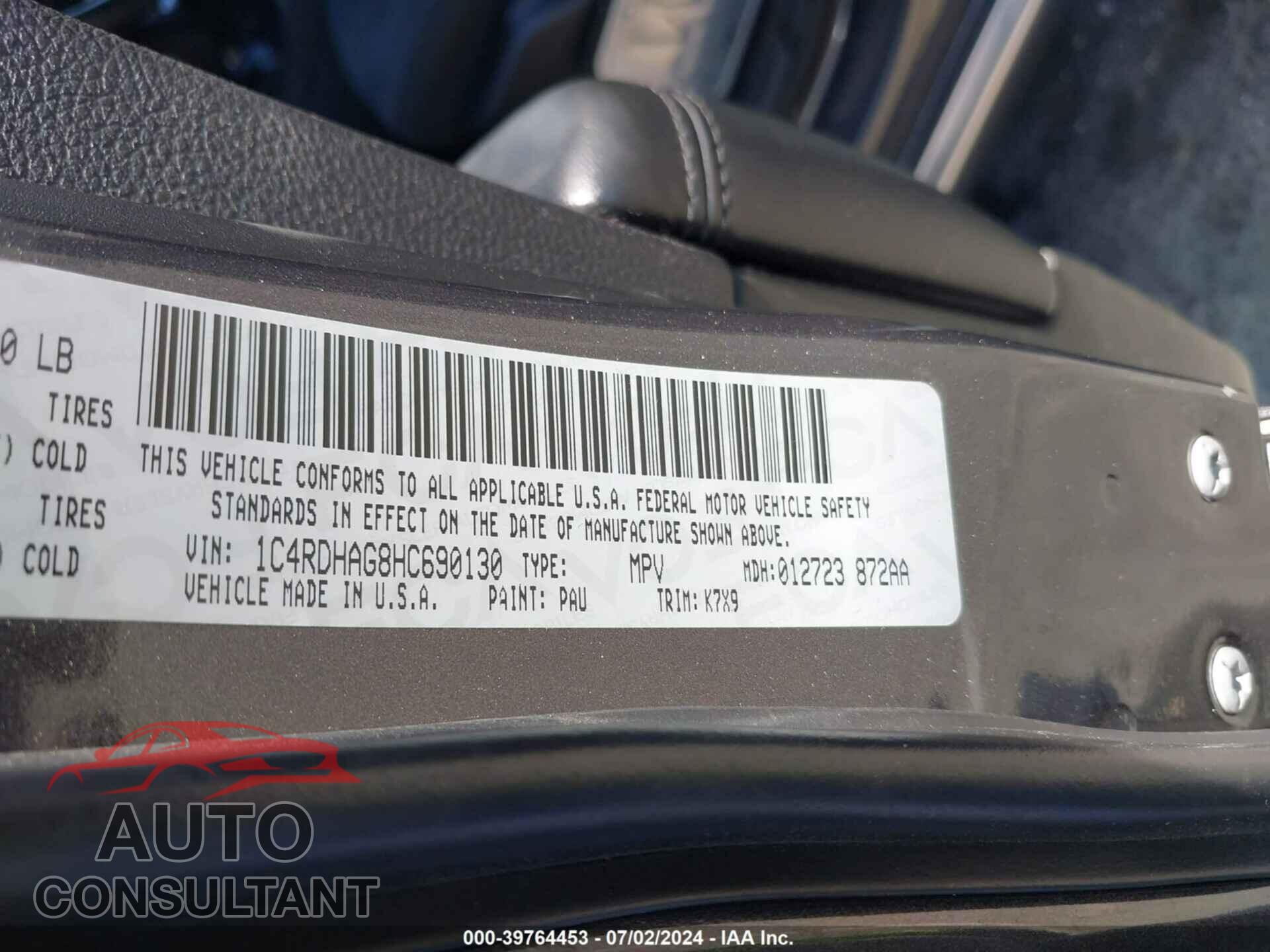 DODGE DURANGO 2017 - 1C4RDHAG8HC690130
