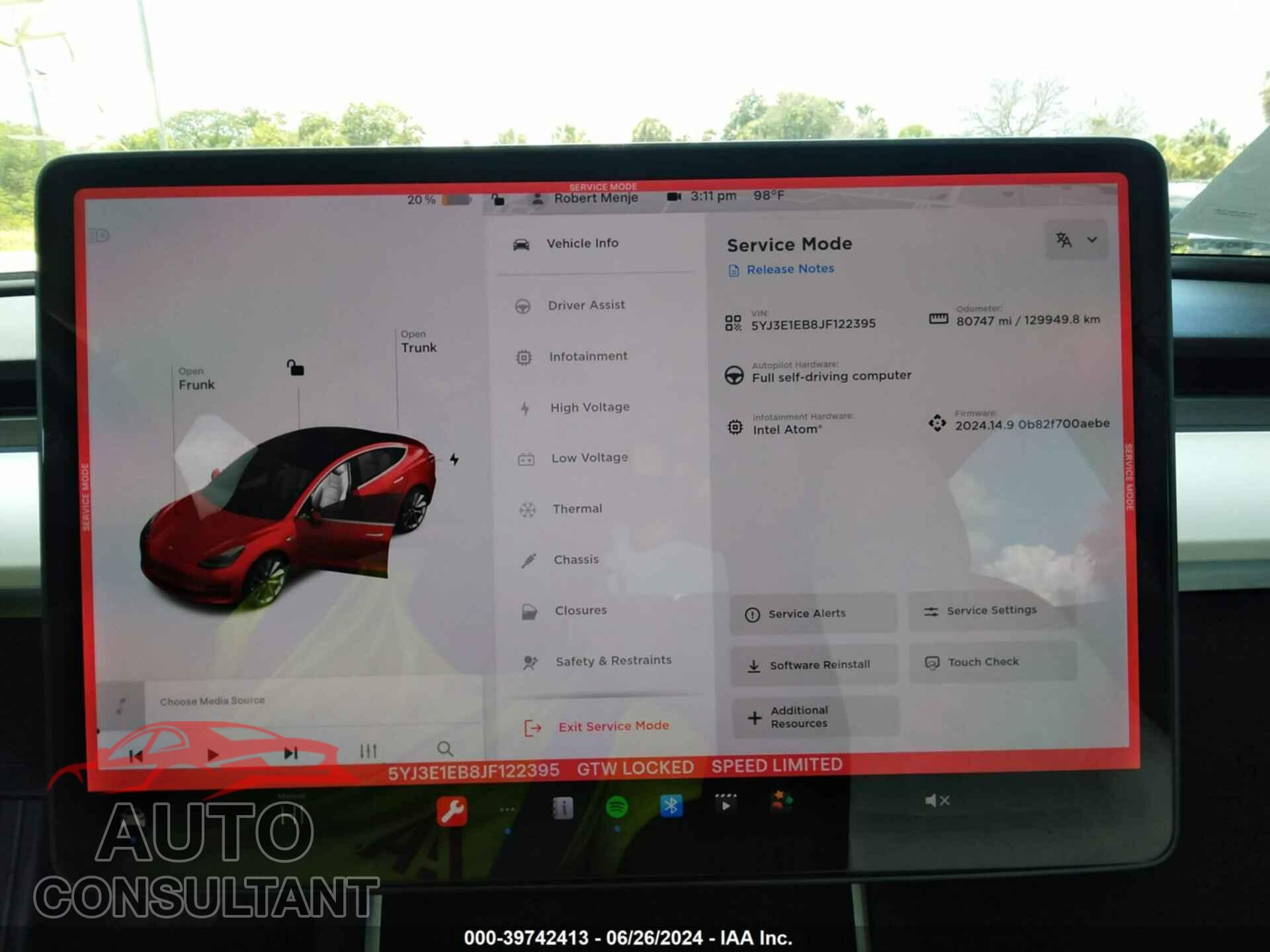 TESLA MODEL 3 2018 - 5YJ3E1EB8JF122395