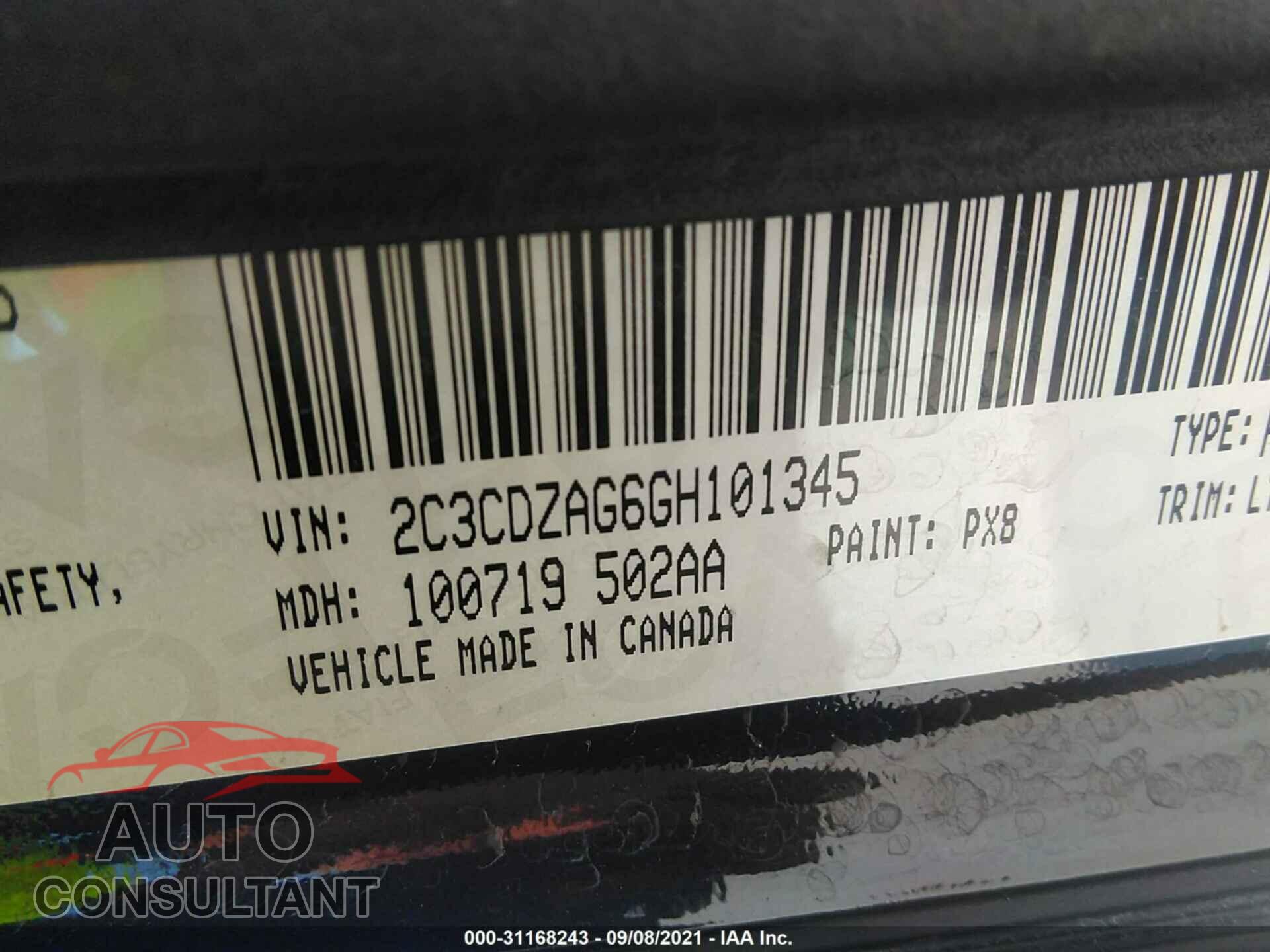 DODGE CHALLENGER 2016 - 2C3CDZAG6GH101345