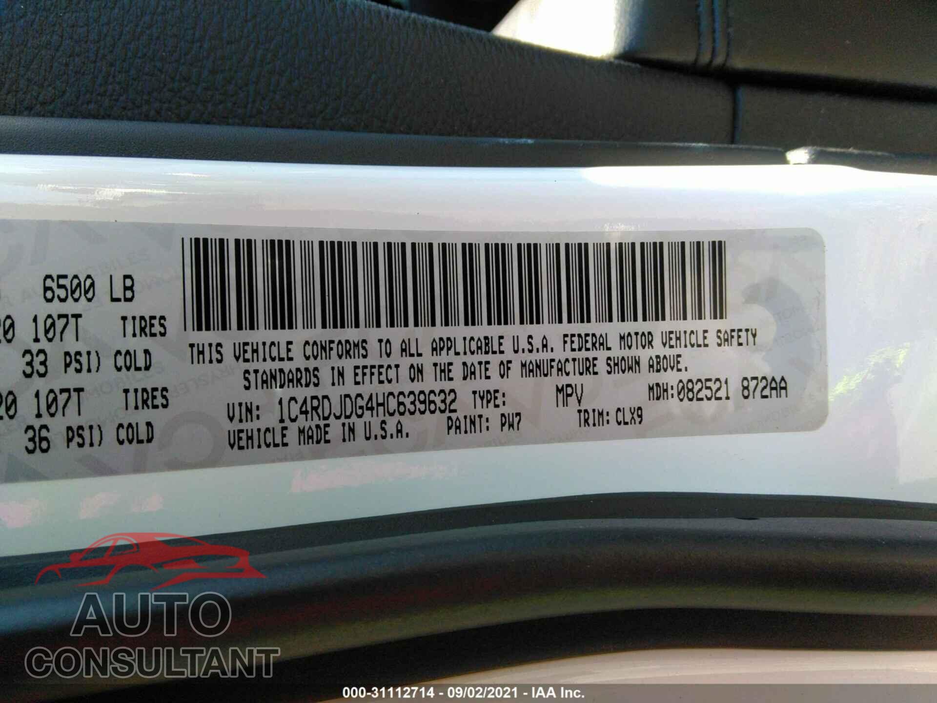 DODGE DURANGO 2017 - 1C4RDJDG4HC639632