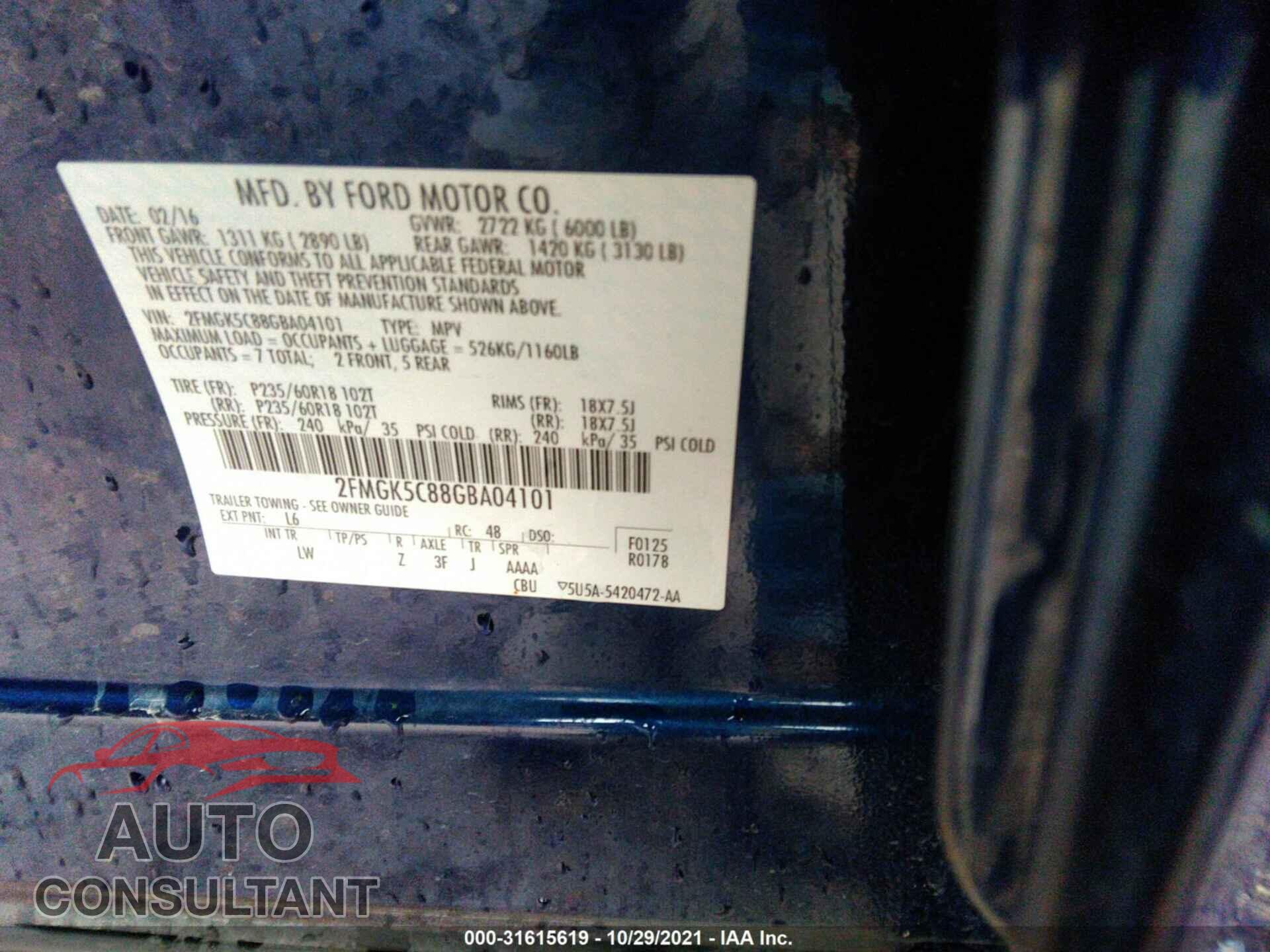 FORD FLEX 2016 - 2FMGK5C88GBA04101