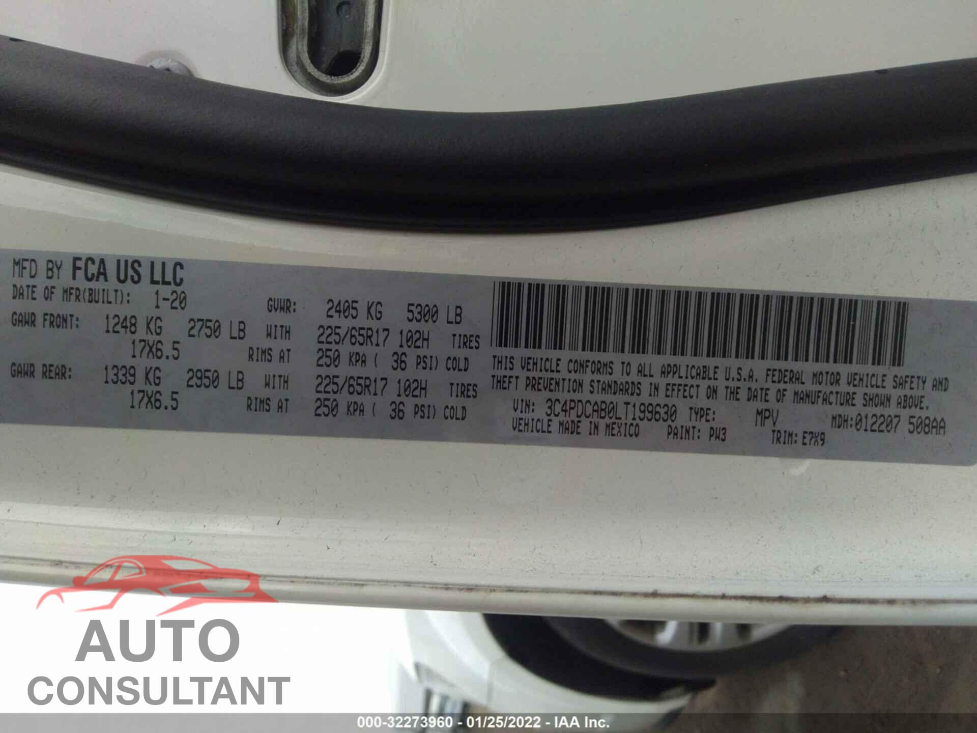 DODGE JOURNEY 2020 - 3C4PDCAB0LT199630