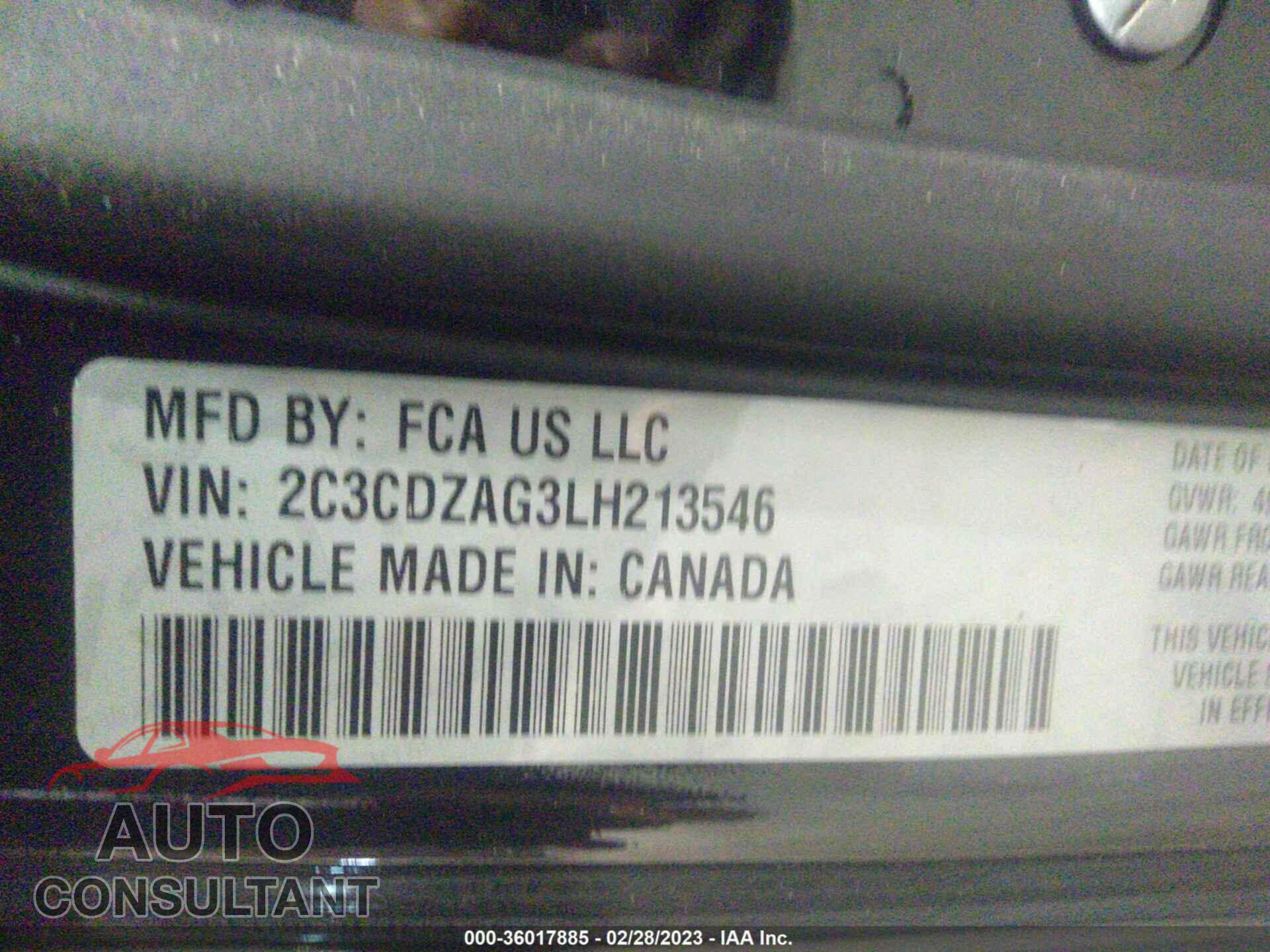 DODGE CHALLENGER 2020 - 2C3CDZAG3LH213546