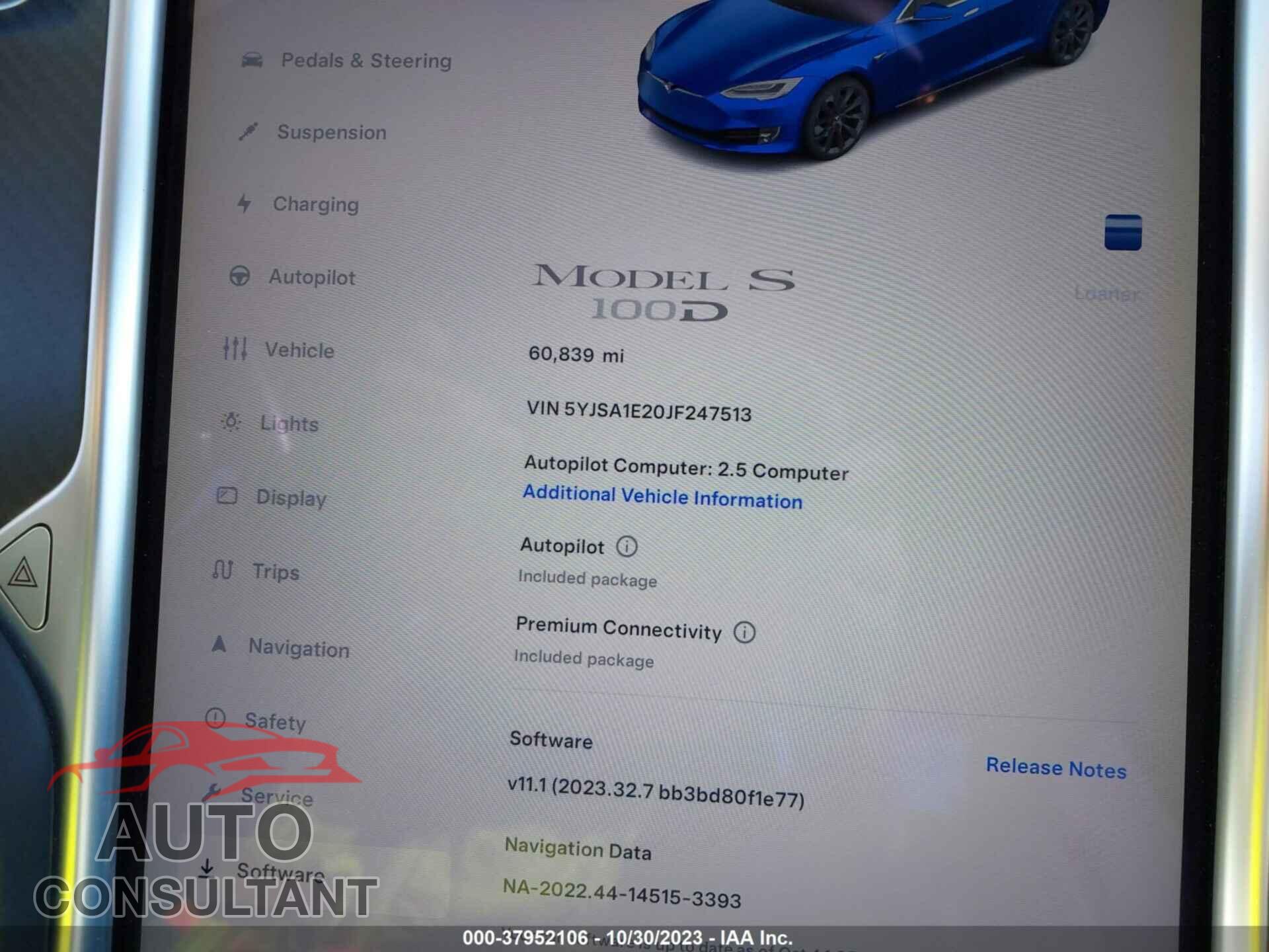 TESLA MODEL S 2018 - 5YJSA1E20JF247513