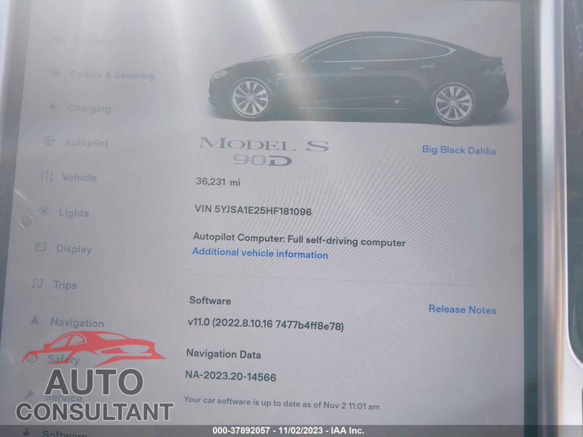 TESLA MODEL S 2017 - 5YJSA1E25HF181096