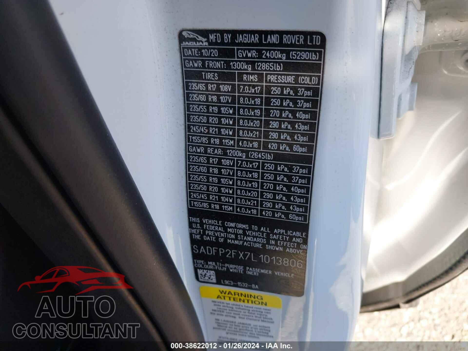 JAGUAR E-PACE 2020 - SADFP2FX7L1013806