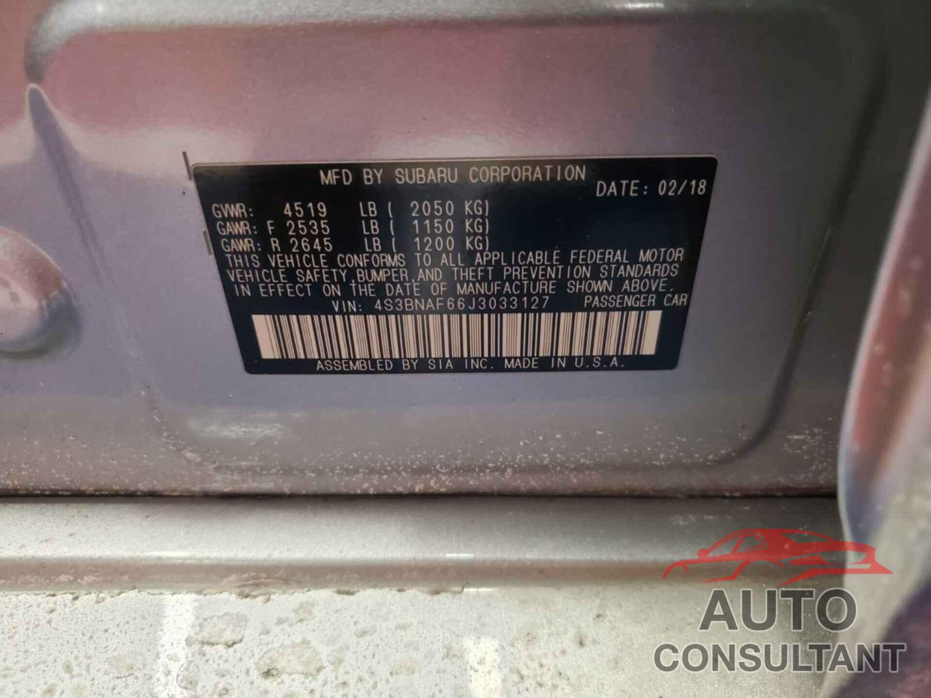 SUBARU LEGACY 2018 - 4S3BNAF66J3033127