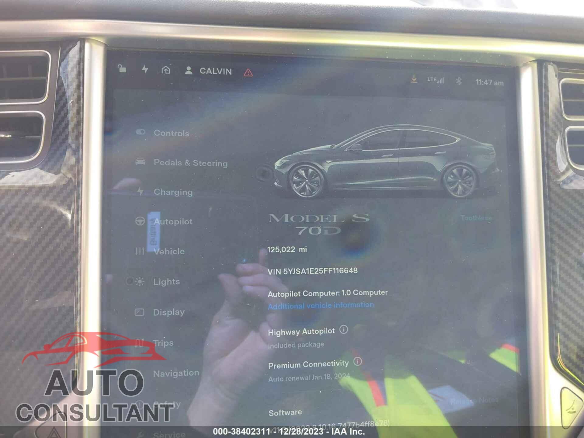 TESLA MODEL S 2015 - 5YJSA1E25FF116648