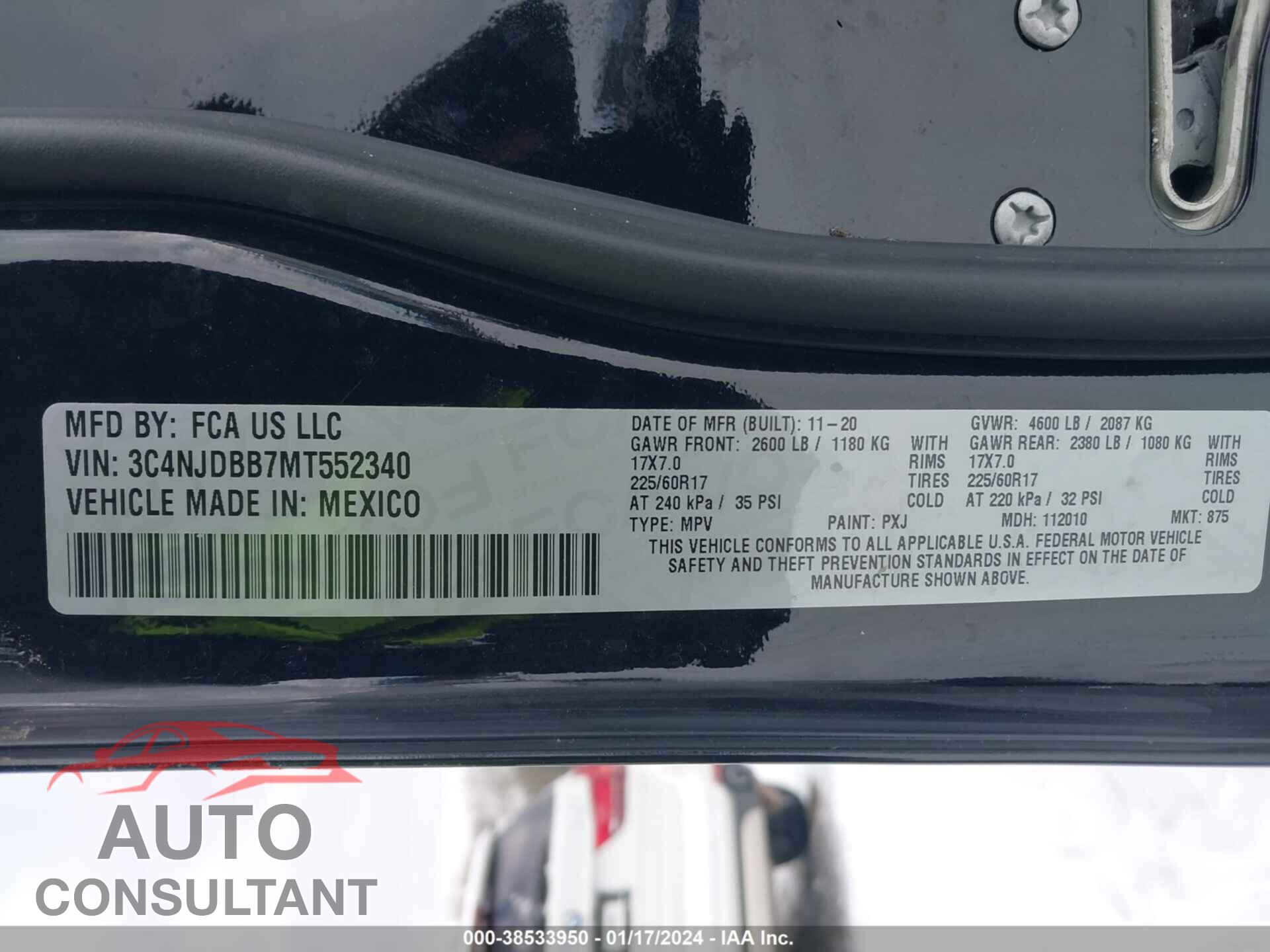 JEEP COMPASS 2021 - 3C4NJDBB7MT552340