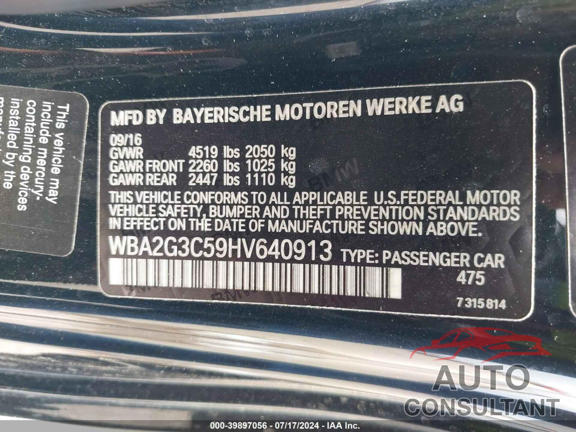 BMW M240I 2017 - WBA2G3C59HV640913