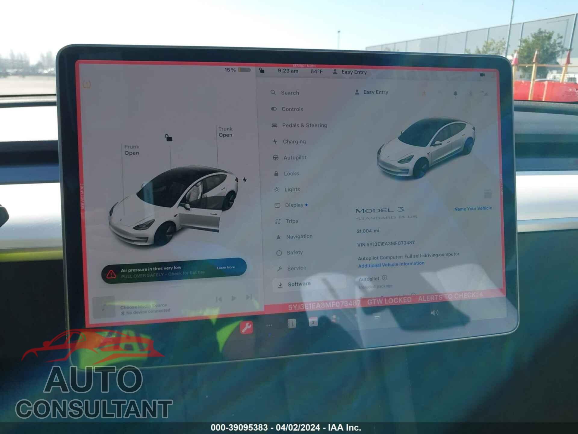 TESLA MODEL 3 2021 - 5YJ3E1EA3MF073487