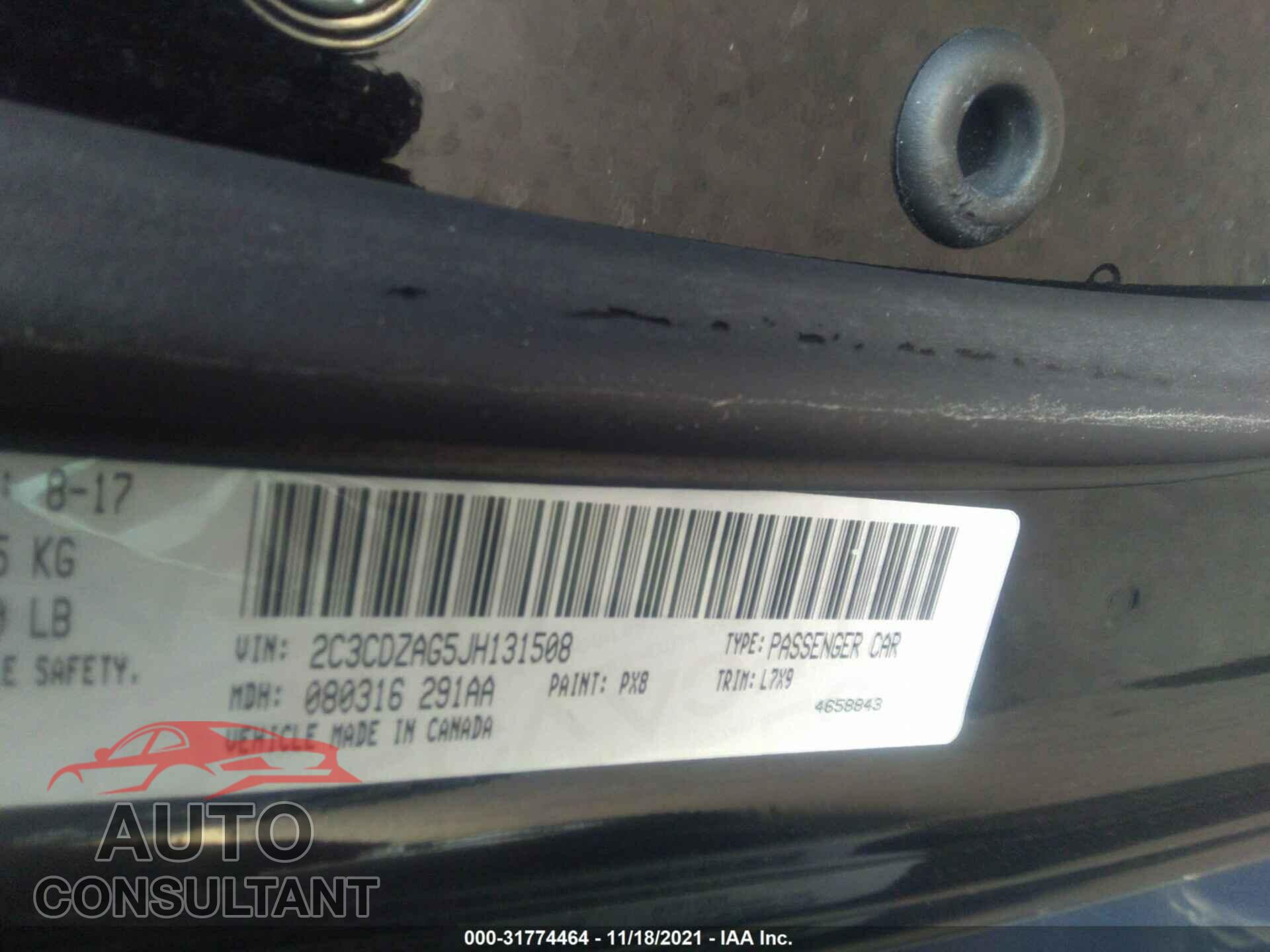 DODGE CHALLENGER 2018 - 2C3CDZAG5JH131508