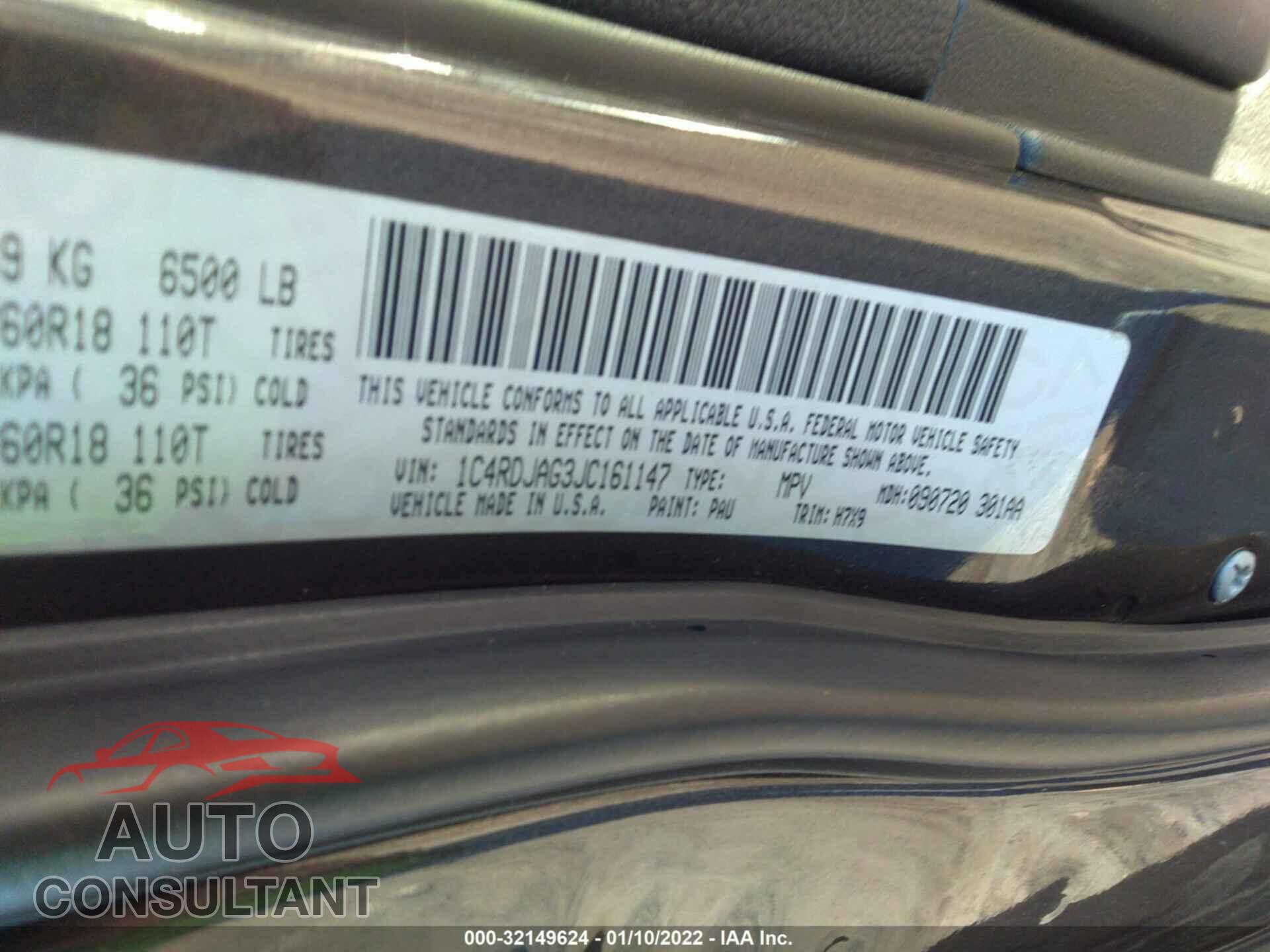 DODGE DURANGO 2018 - 1C4RDJAG3JC161147
