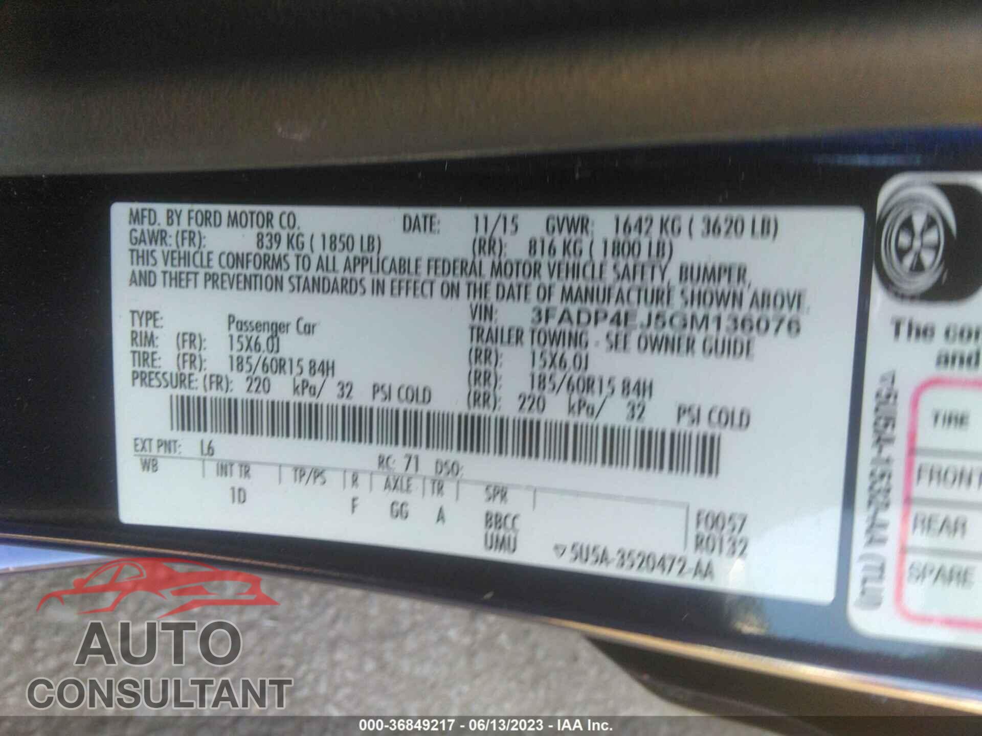 FORD FIESTA 2016 - 3FADP4EJ5GM136076