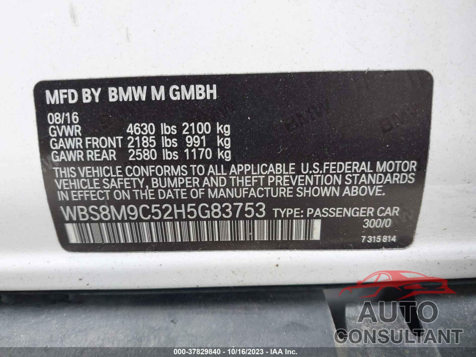 BMW M3 2017 - WBS8M9C52H5G83753