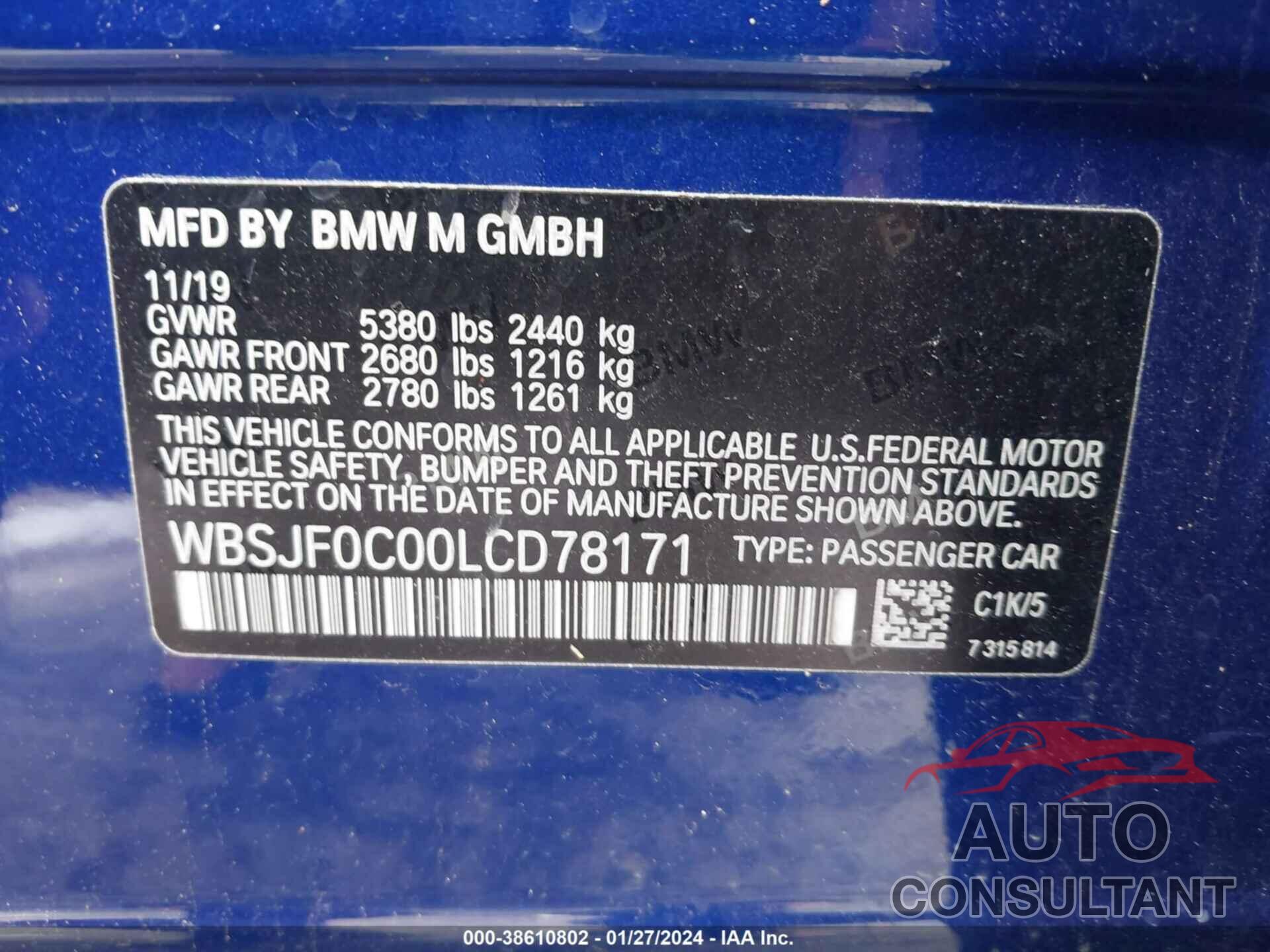 BMW M5 2020 - WBSJF0C00LCD78171