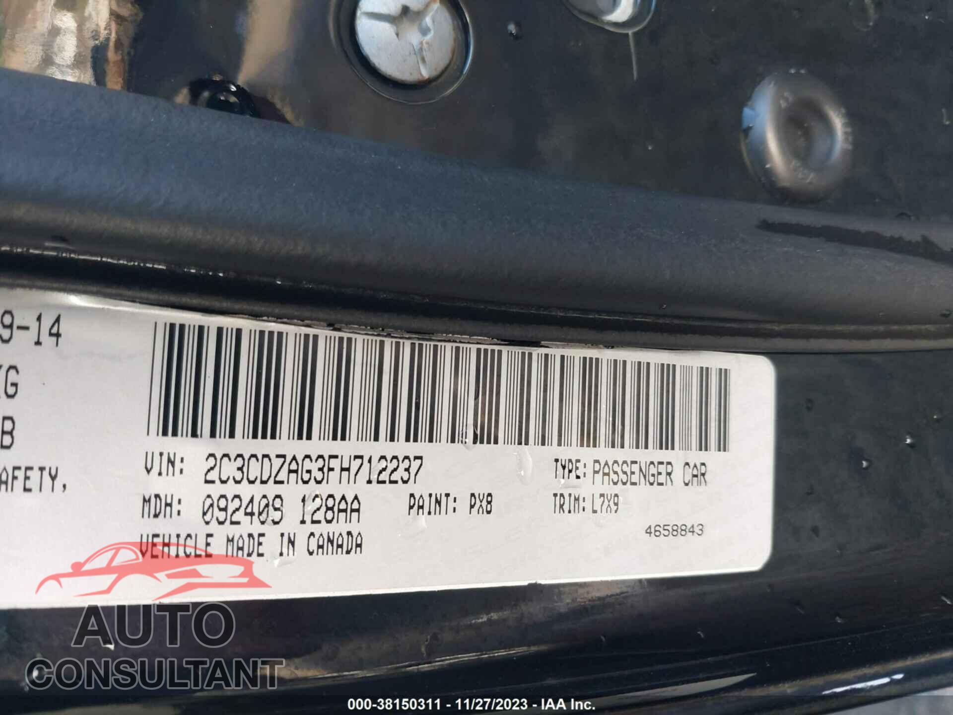 DODGE CHALLENGER 2015 - 2C3CDZAG3FH712237