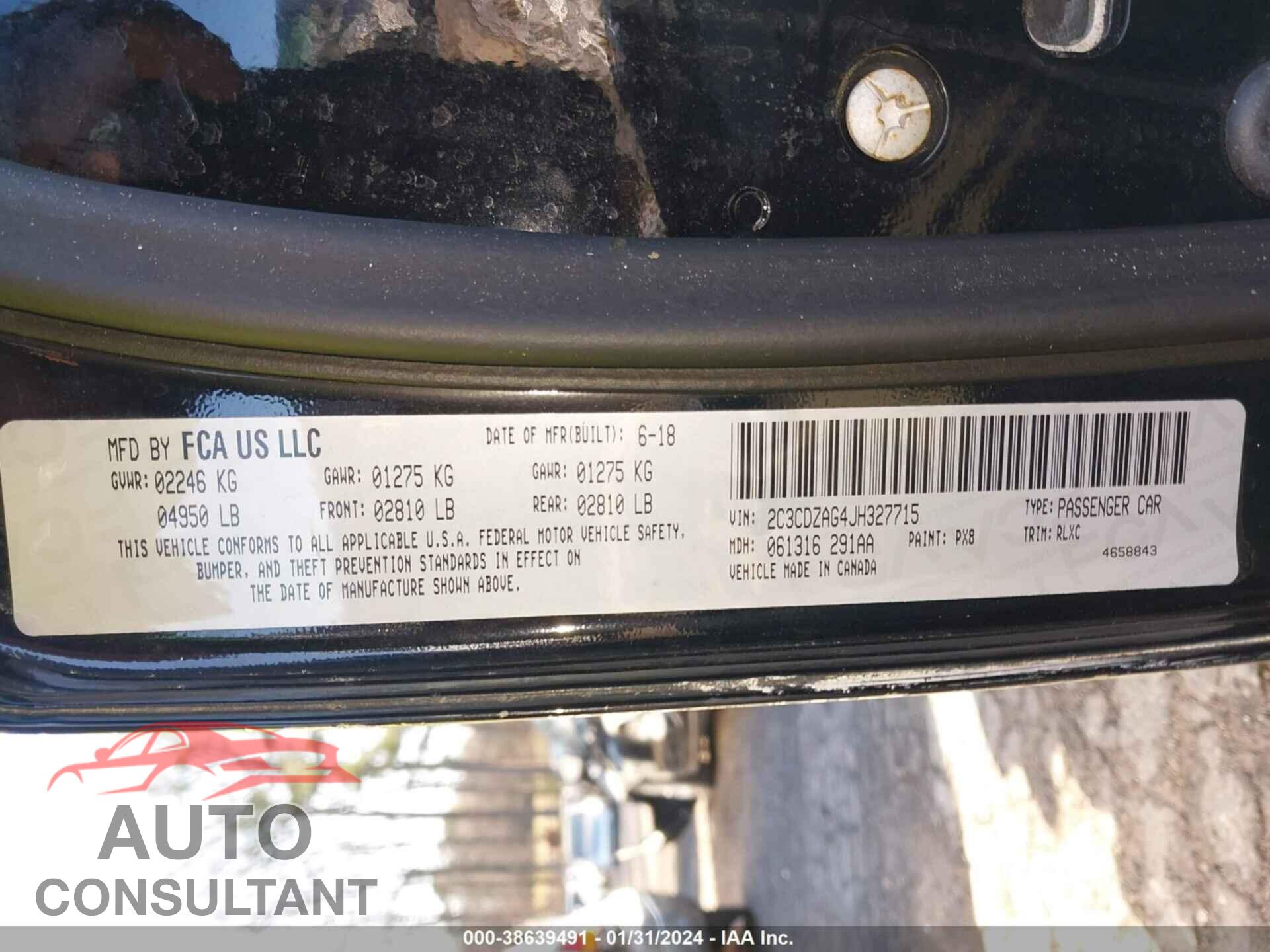DODGE CHALLENGER 2018 - 2C3CDZAG4JH327715
