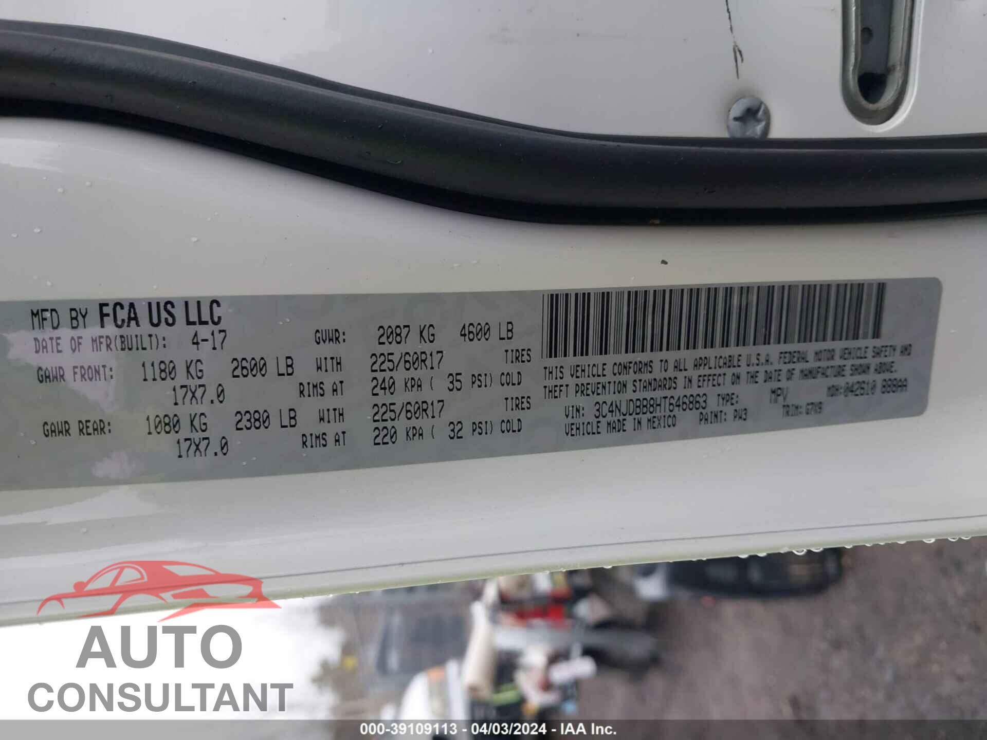 JEEP NEW COMPASS 2017 - 3C4NJDBB8HT646863