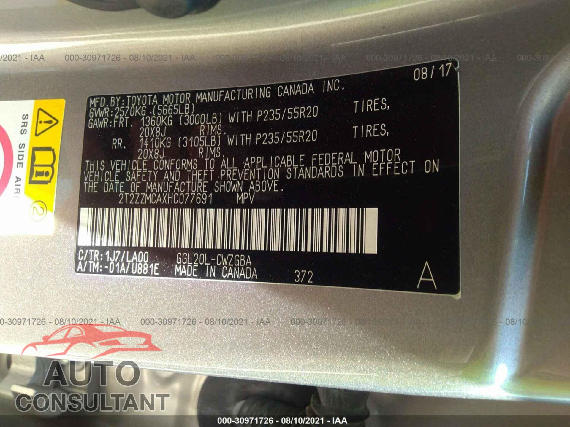 LEXUS RX 2017 - 2T2ZZMCAXHC077691