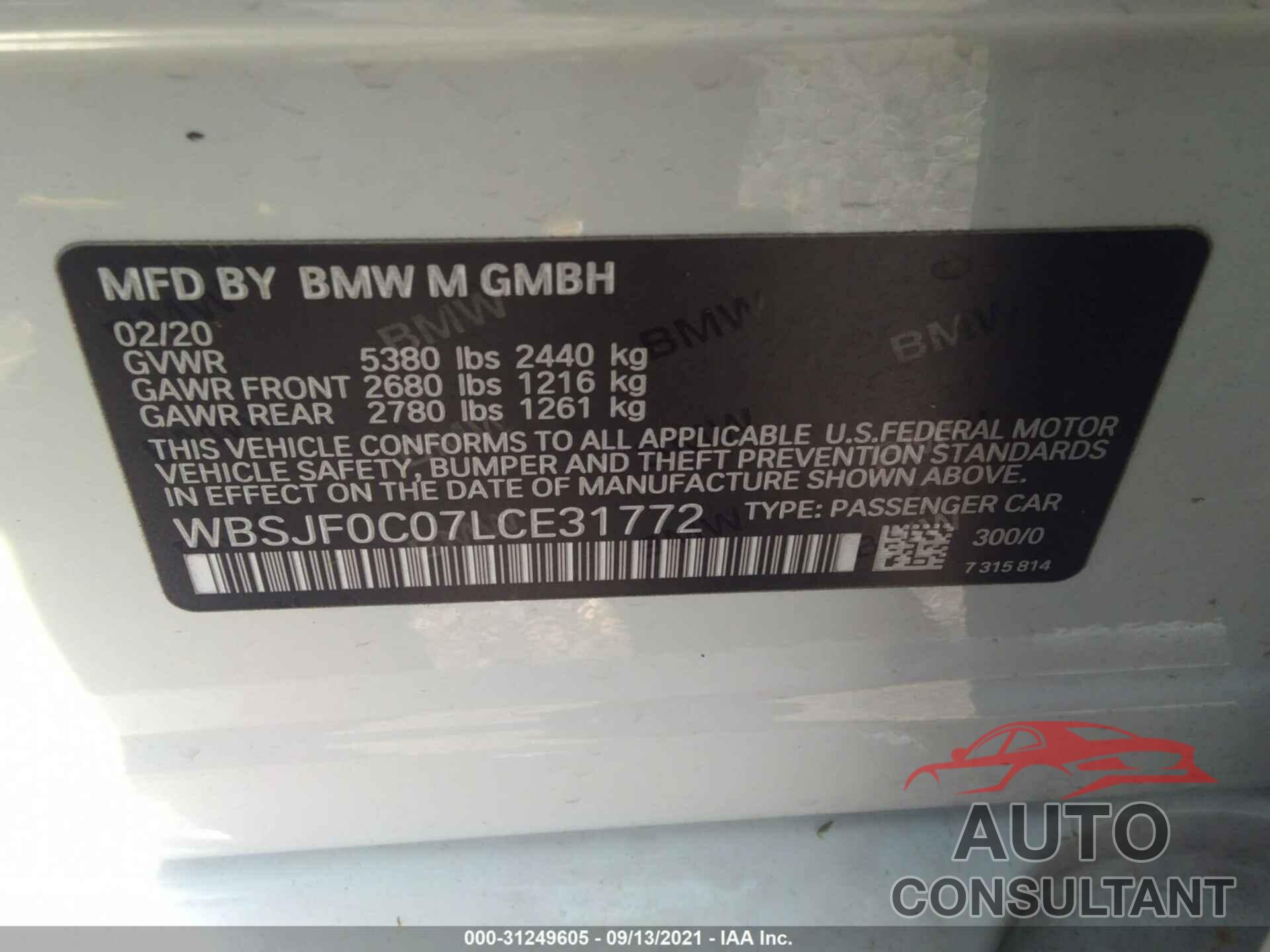 BMW M5 2020 - WBSJF0C07LCE31772