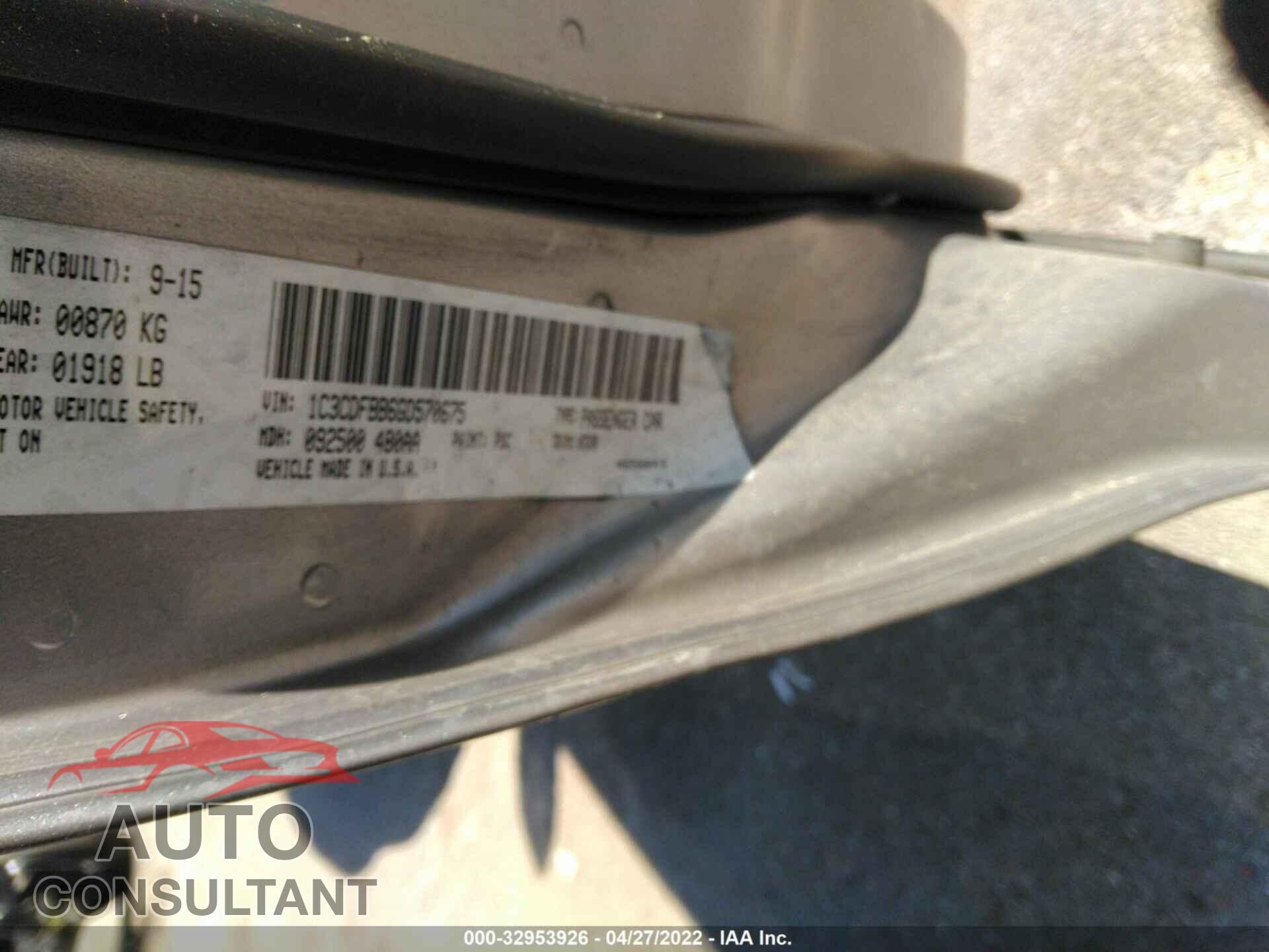 DODGE DART 2016 - 1C3CDFBB6GD570675