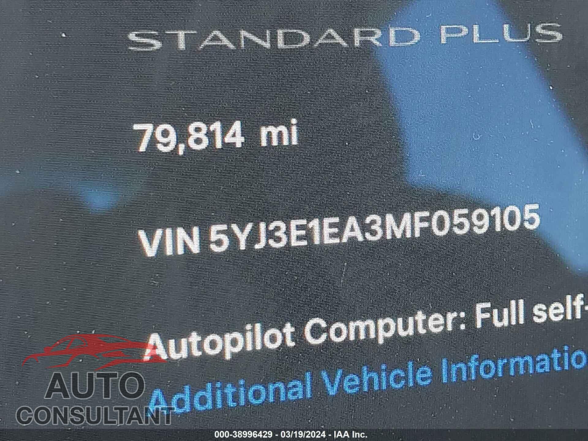 TESLA MODEL 3 2021 - 5YJ3E1EA3MF059105