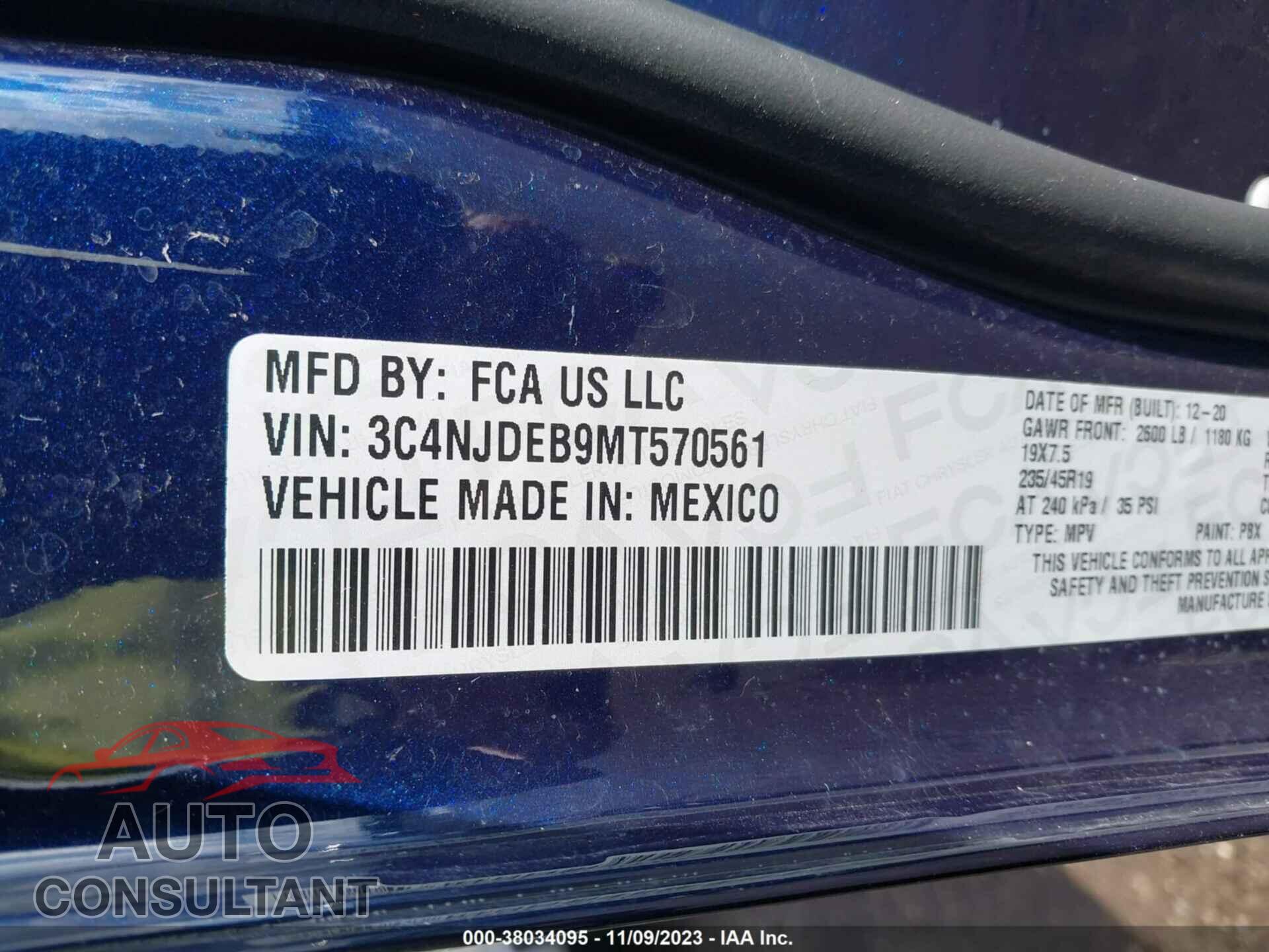 JEEP COMPASS 2021 - 3C4NJDEB9MT570561