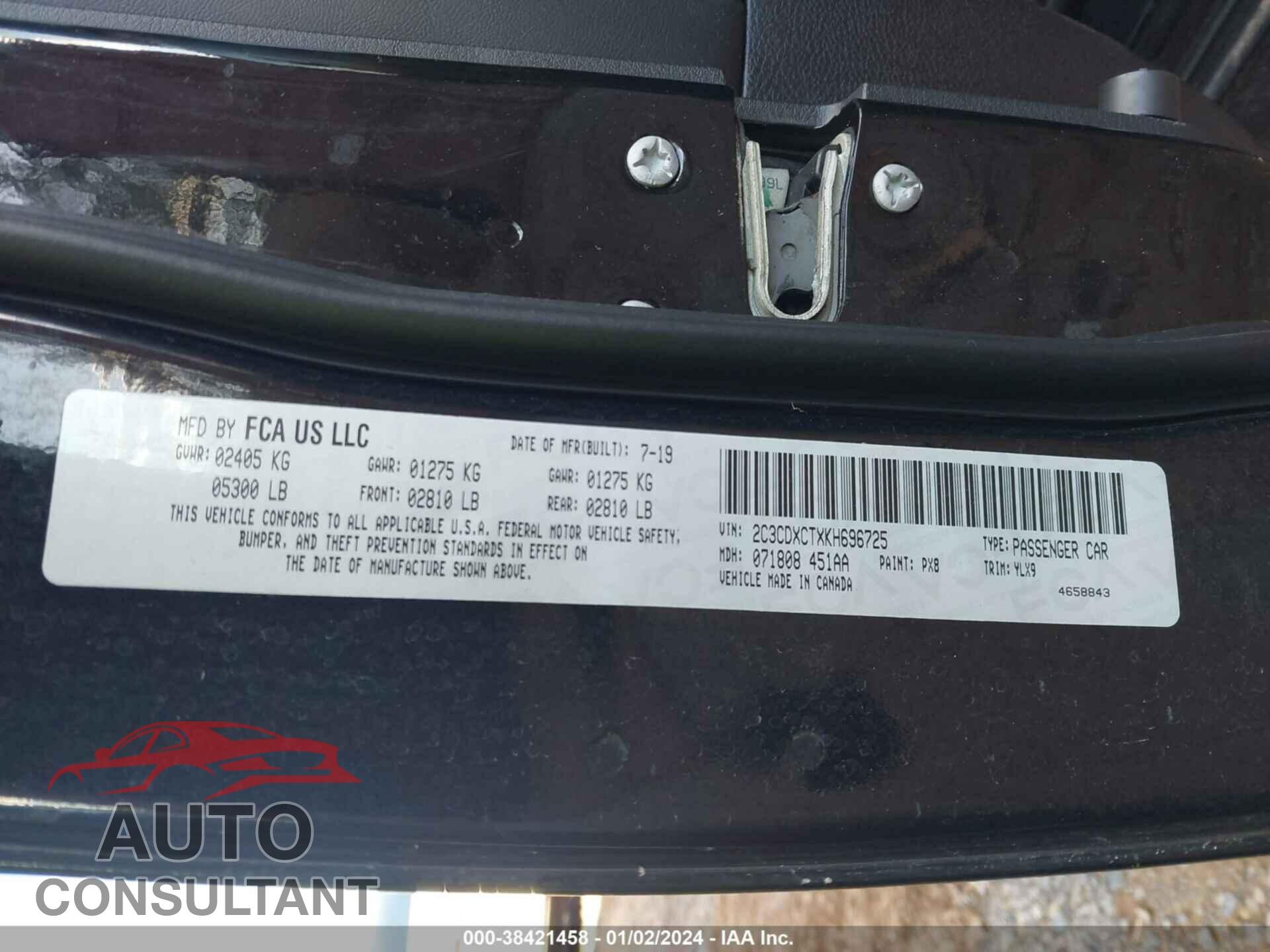 DODGE CHARGER 2019 - 2C3CDXCTXKH696725