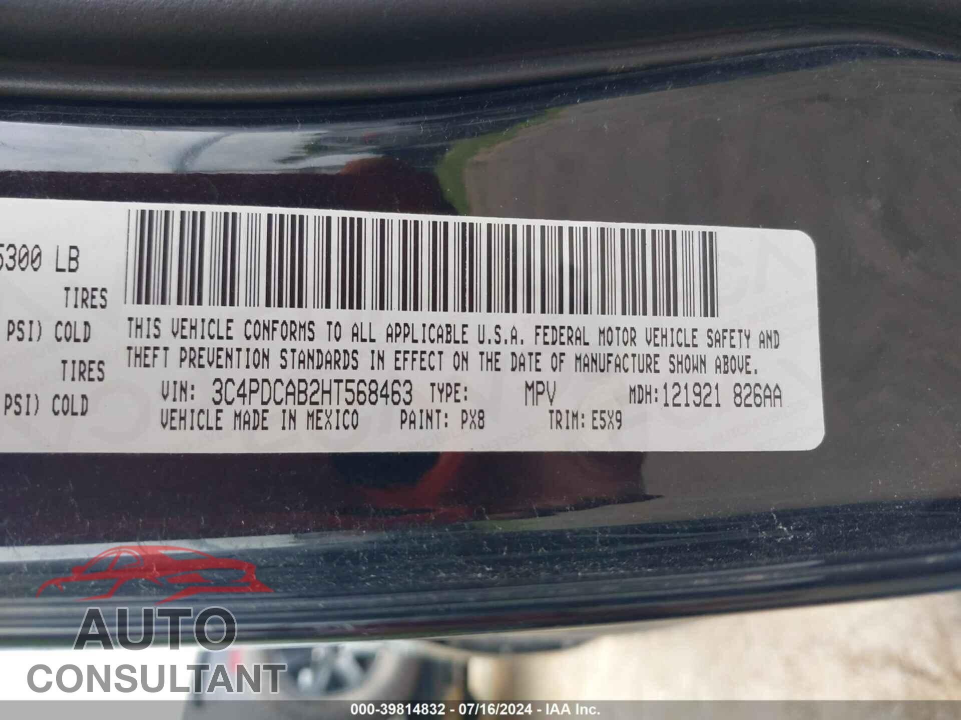 DODGE JOURNEY 2017 - 3C4PDCAB2HT568463