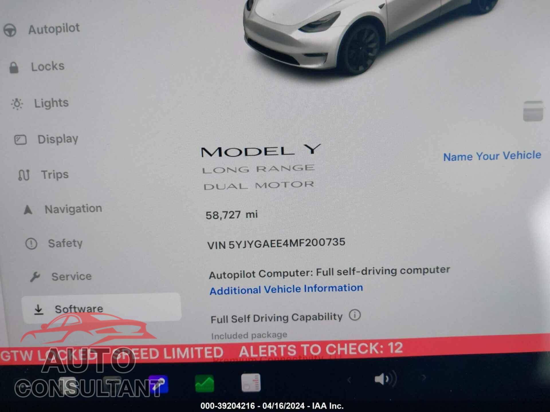 TESLA MODEL Y 2021 - 5YJYGAEE4MF200735