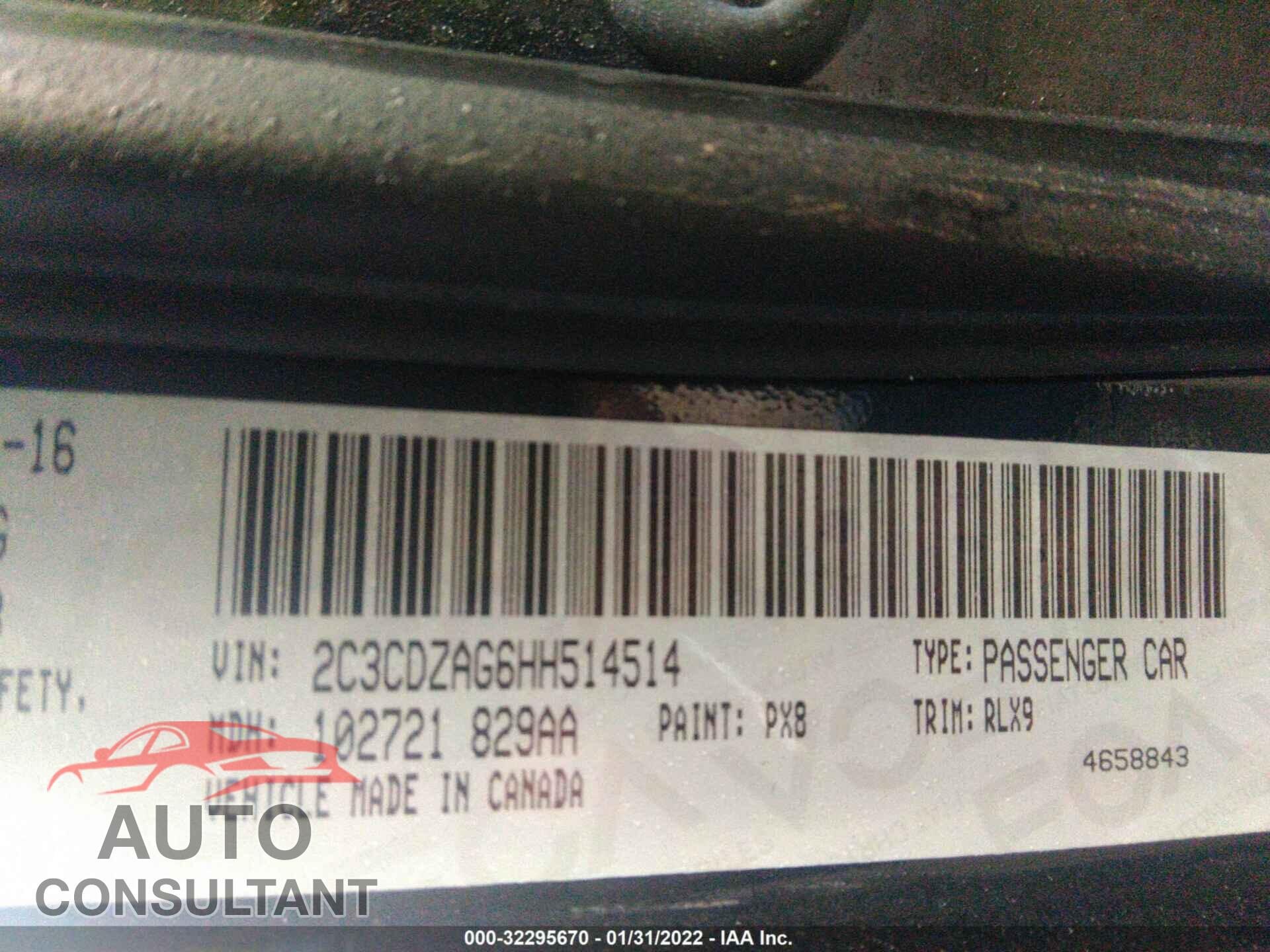 DODGE CHALLENGER 2017 - 2C3CDZAG6HH514514