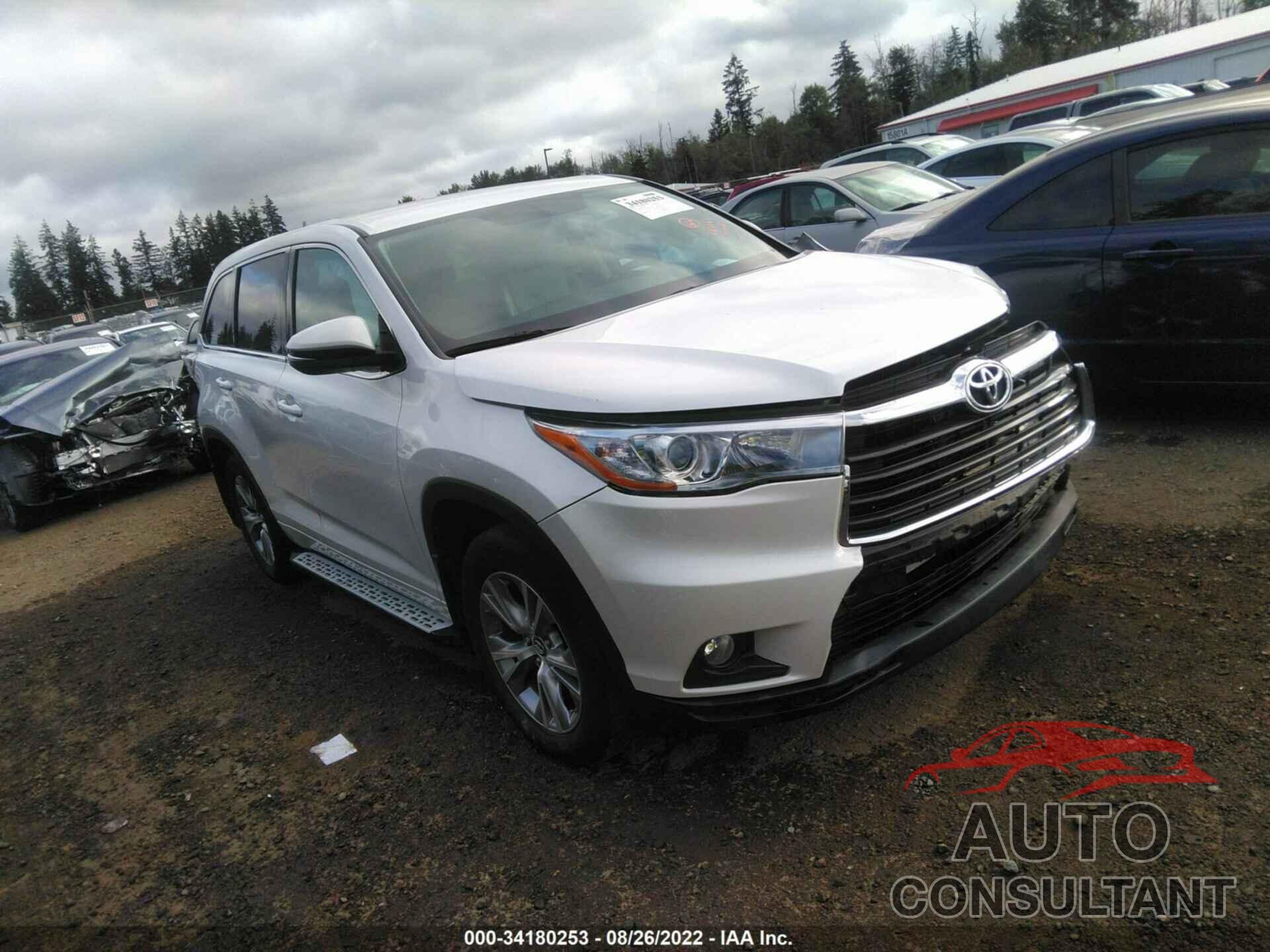 TOYOTA HIGHLANDER 2016 - 5TDBKRFH7GS346154