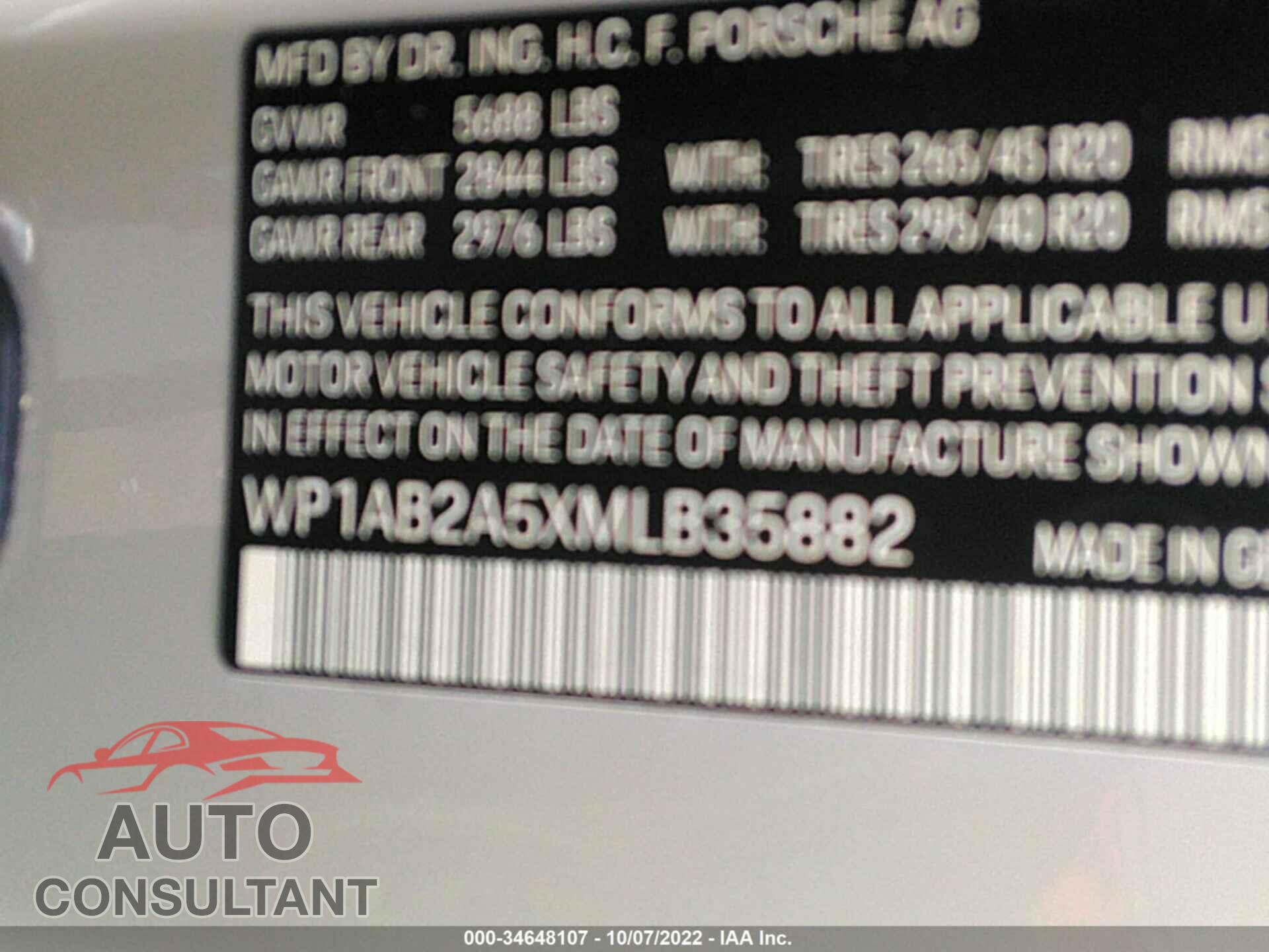PORSCHE MACAN 2021 - WP1AB2A5XMLB35882