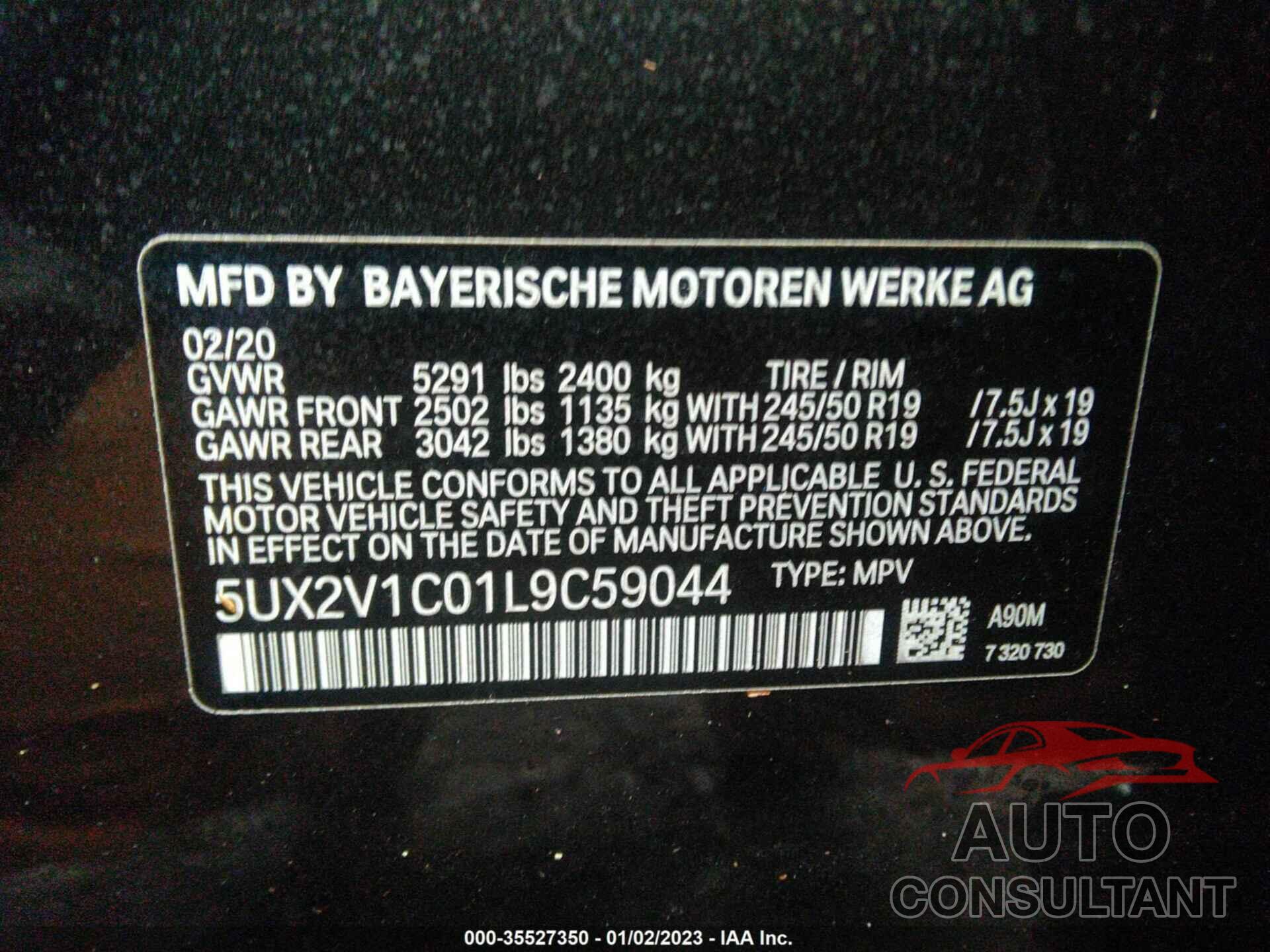 BMW X4 2020 - 5UX2V1C01L9C59044