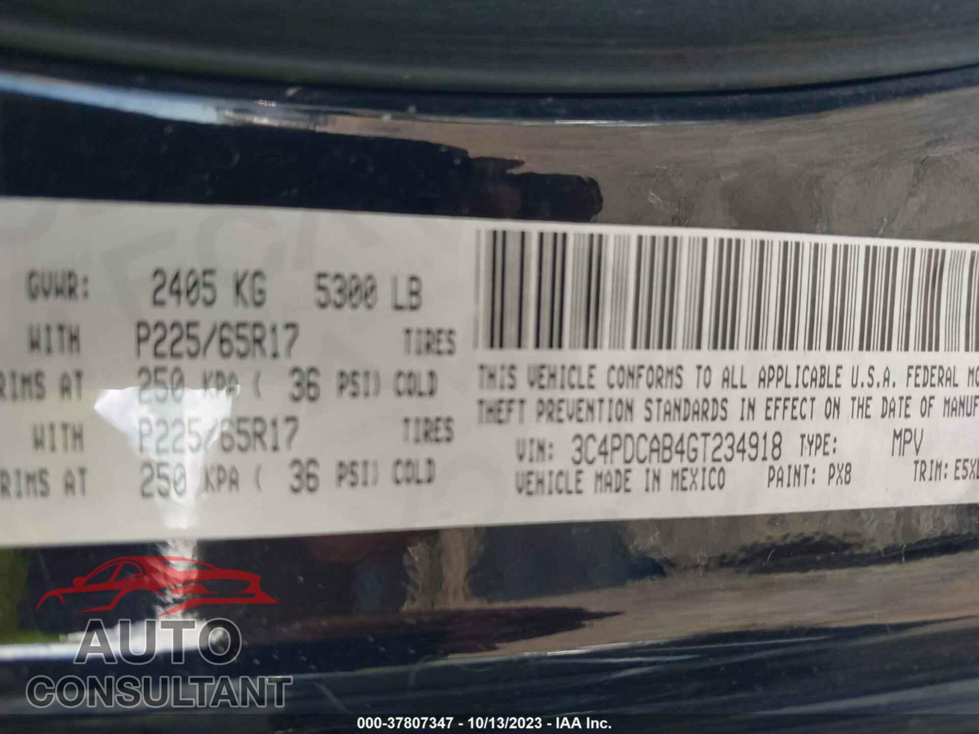 DODGE JOURNEY 2016 - 3C4PDCAB4GT234918