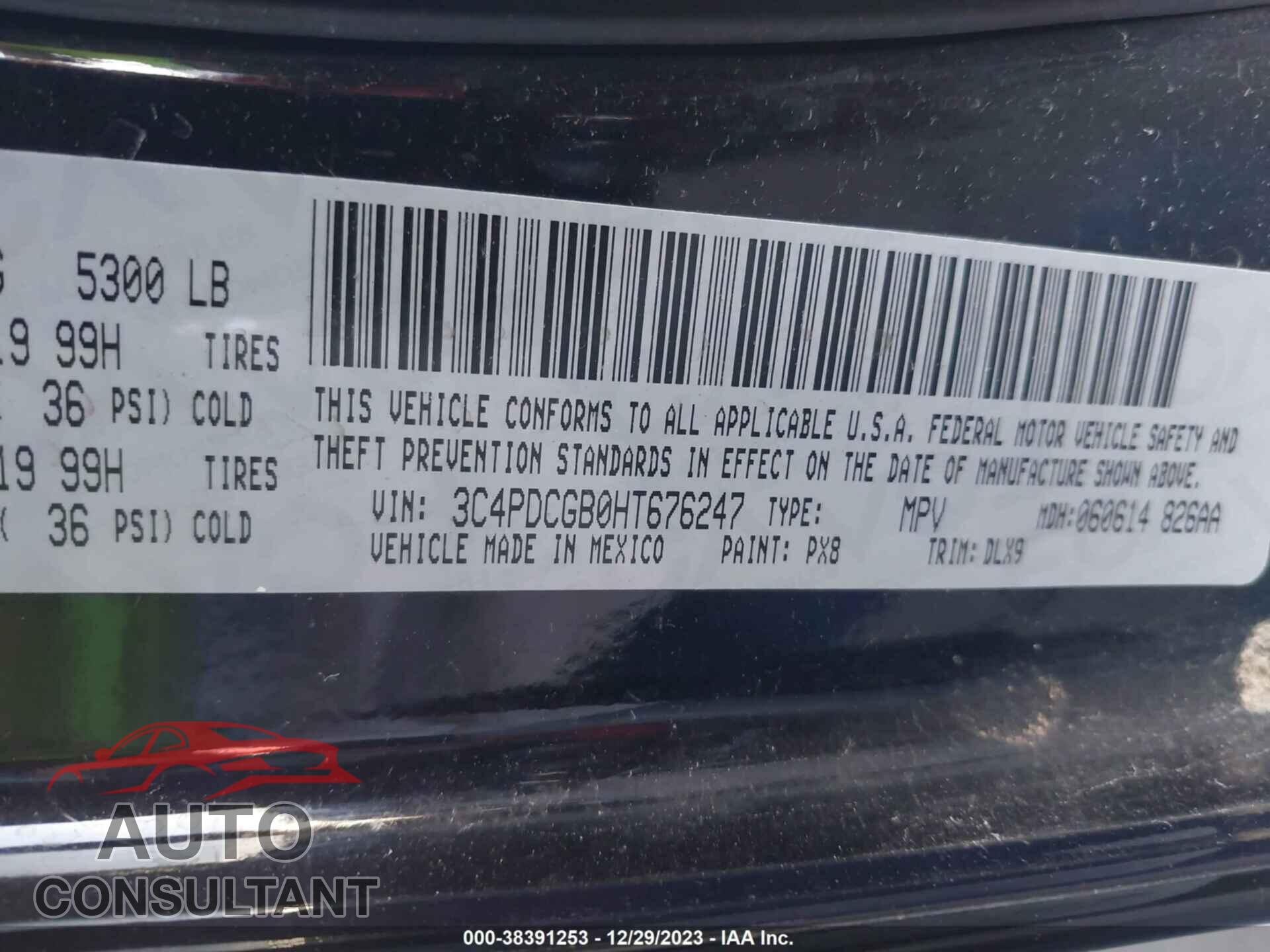DODGE JOURNEY 2017 - 3C4PDCGB0HT676247