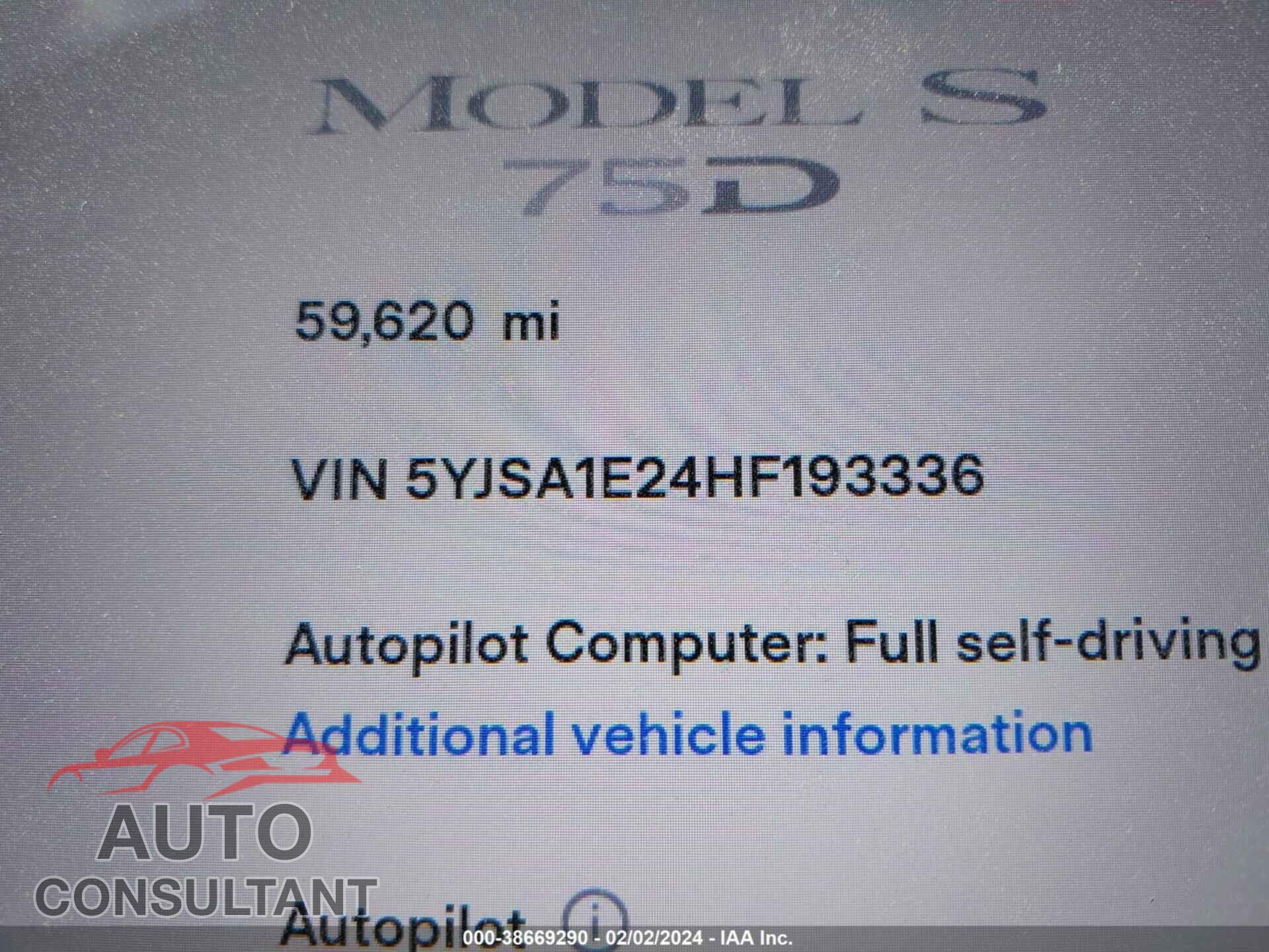 TESLA MODEL S 2017 - 5YJSA1E24HF193336