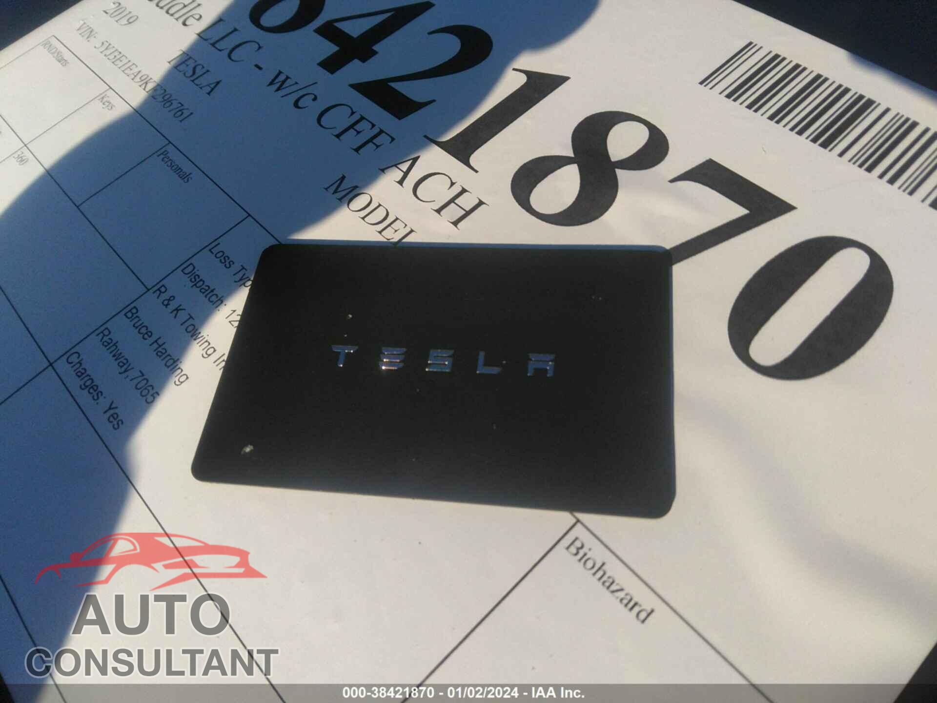 TESLA MODEL 3 2019 - 5YJ3E1EA9KF296761