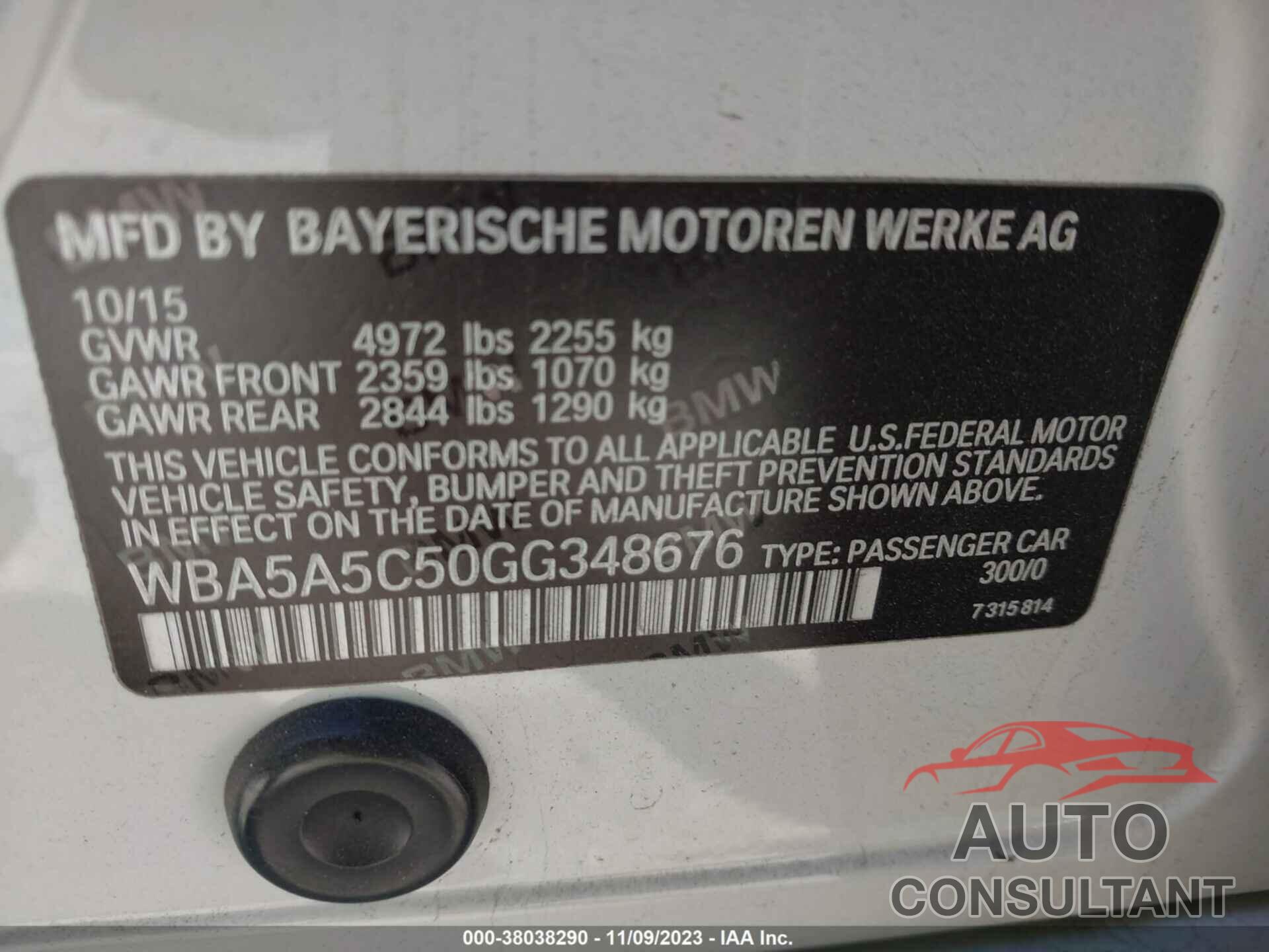 BMW 528 2016 - WBA5A5C50GG348676