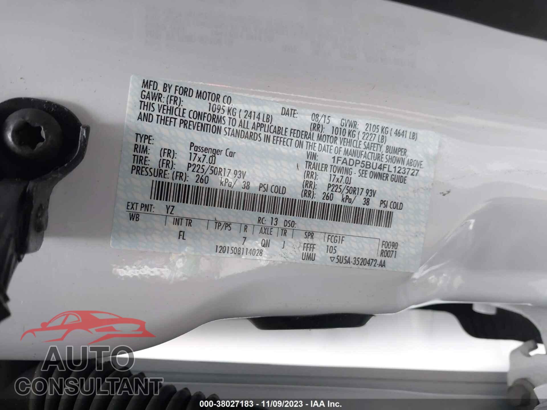 FORD C-MAX HYBRID 2015 - 1FADP5BU4FL123727
