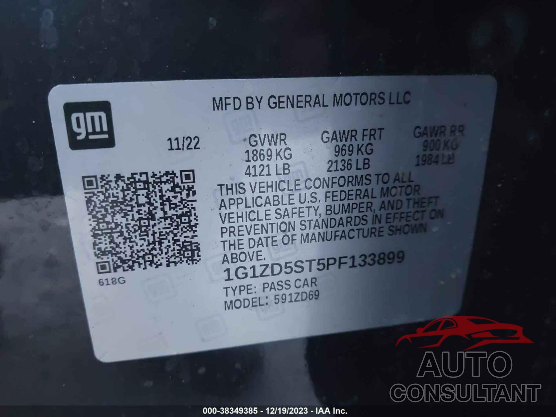 CHEVROLET MALIBU 2023 - 1G1ZD5ST5PF133899