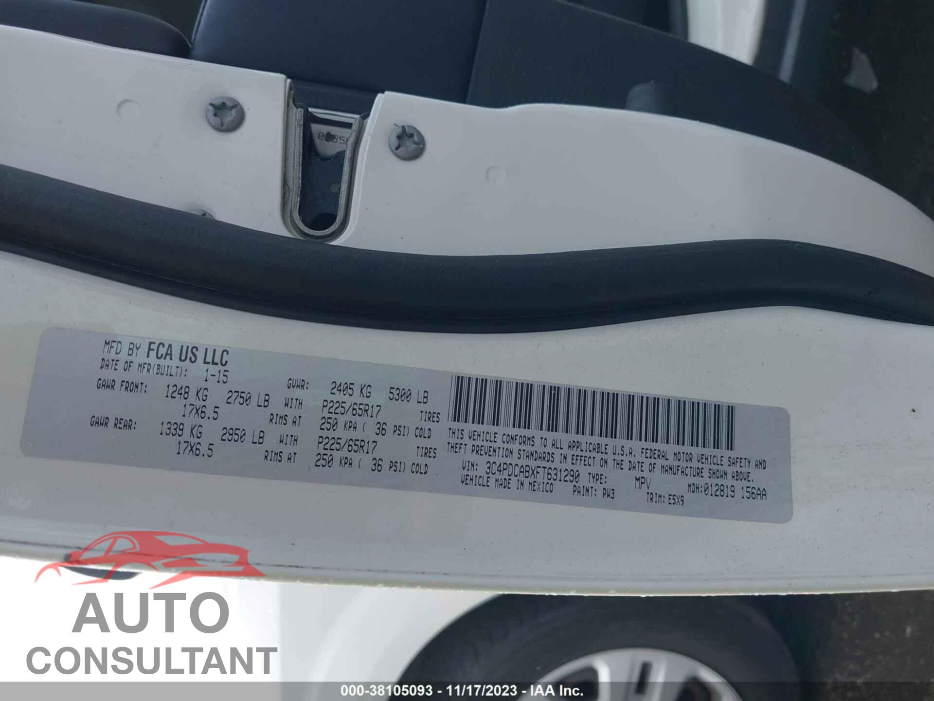 DODGE JOURNEY 2015 - 3C4PDCABXFT631290
