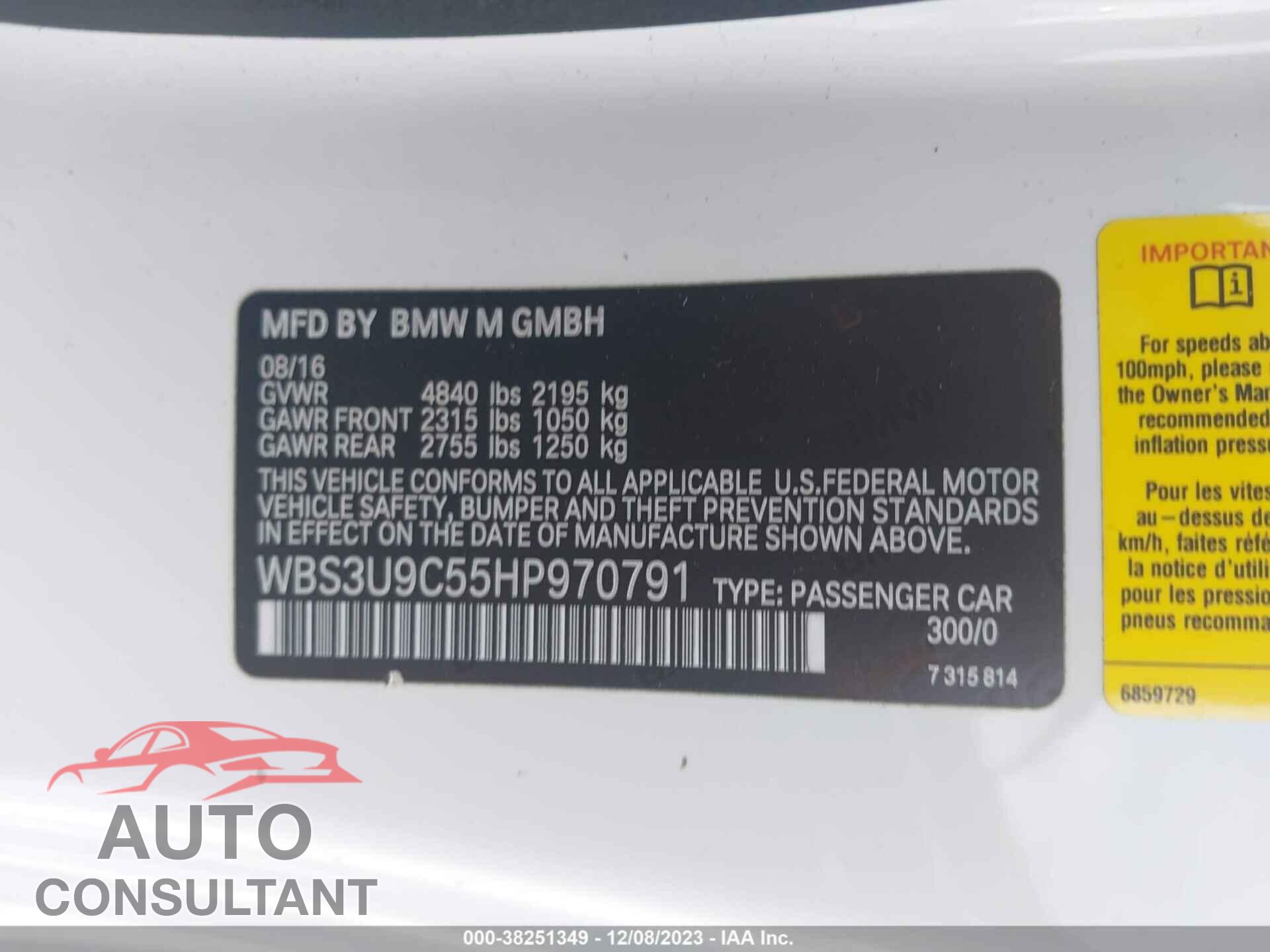 BMW M4 2017 - WBS3U9C55HP970791