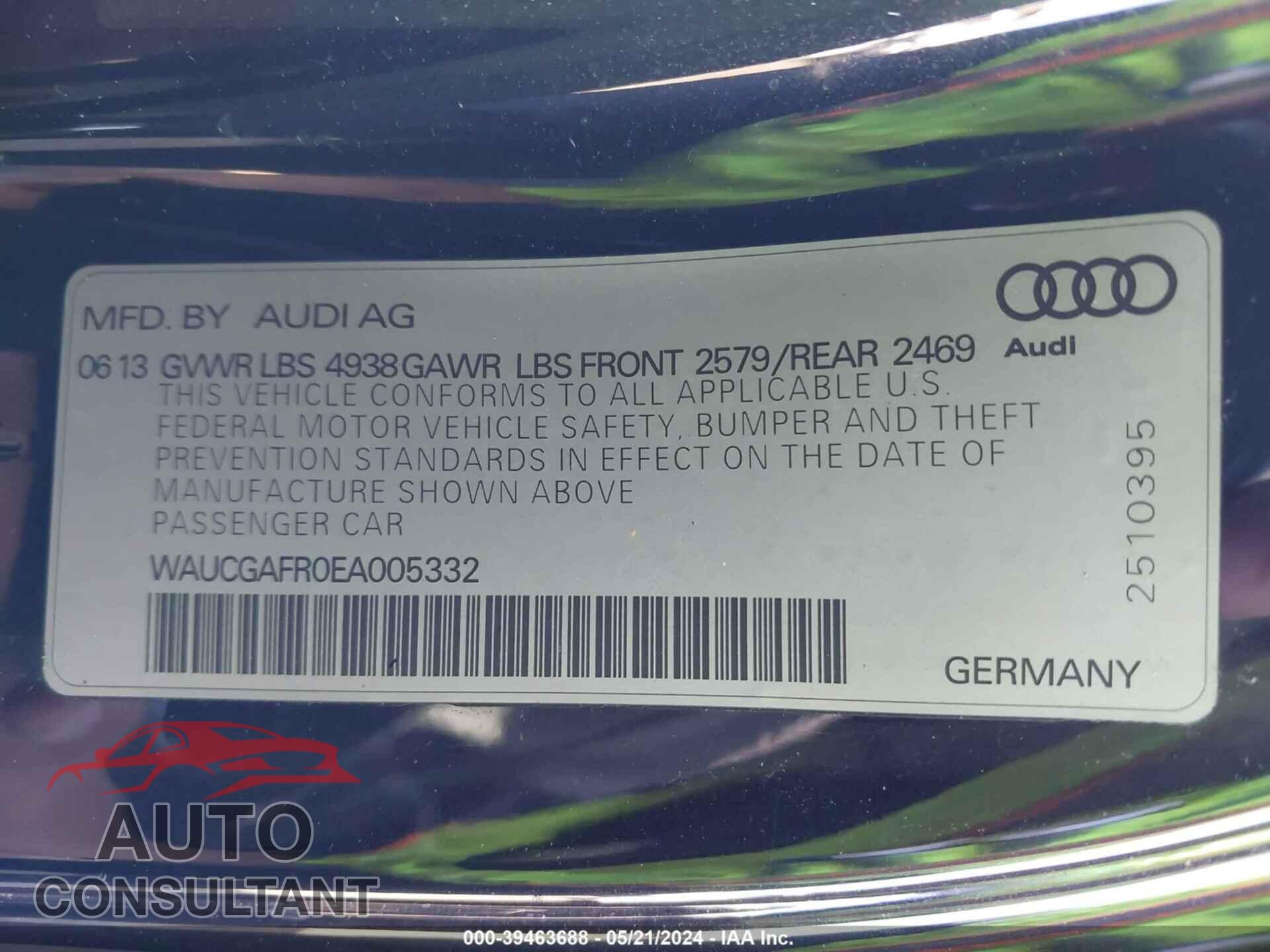 AUDI S5 2014 - WAUCGAFR0EA005332