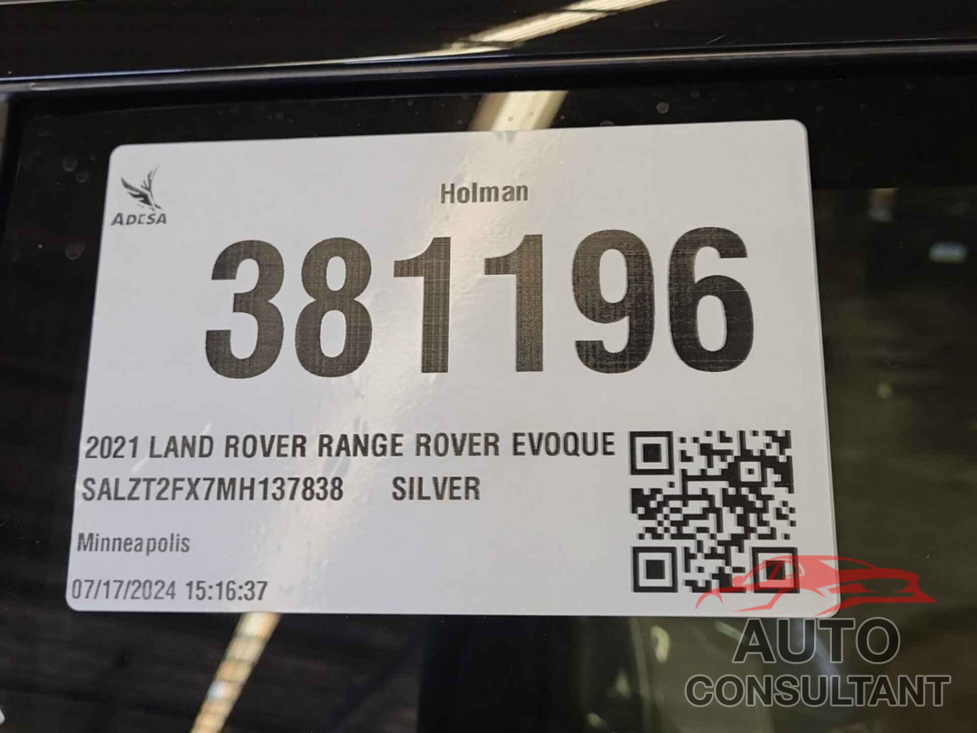 LAND ROVER RANGE ROVER EVOQUE 2021 - SALZT2FX7MH137838