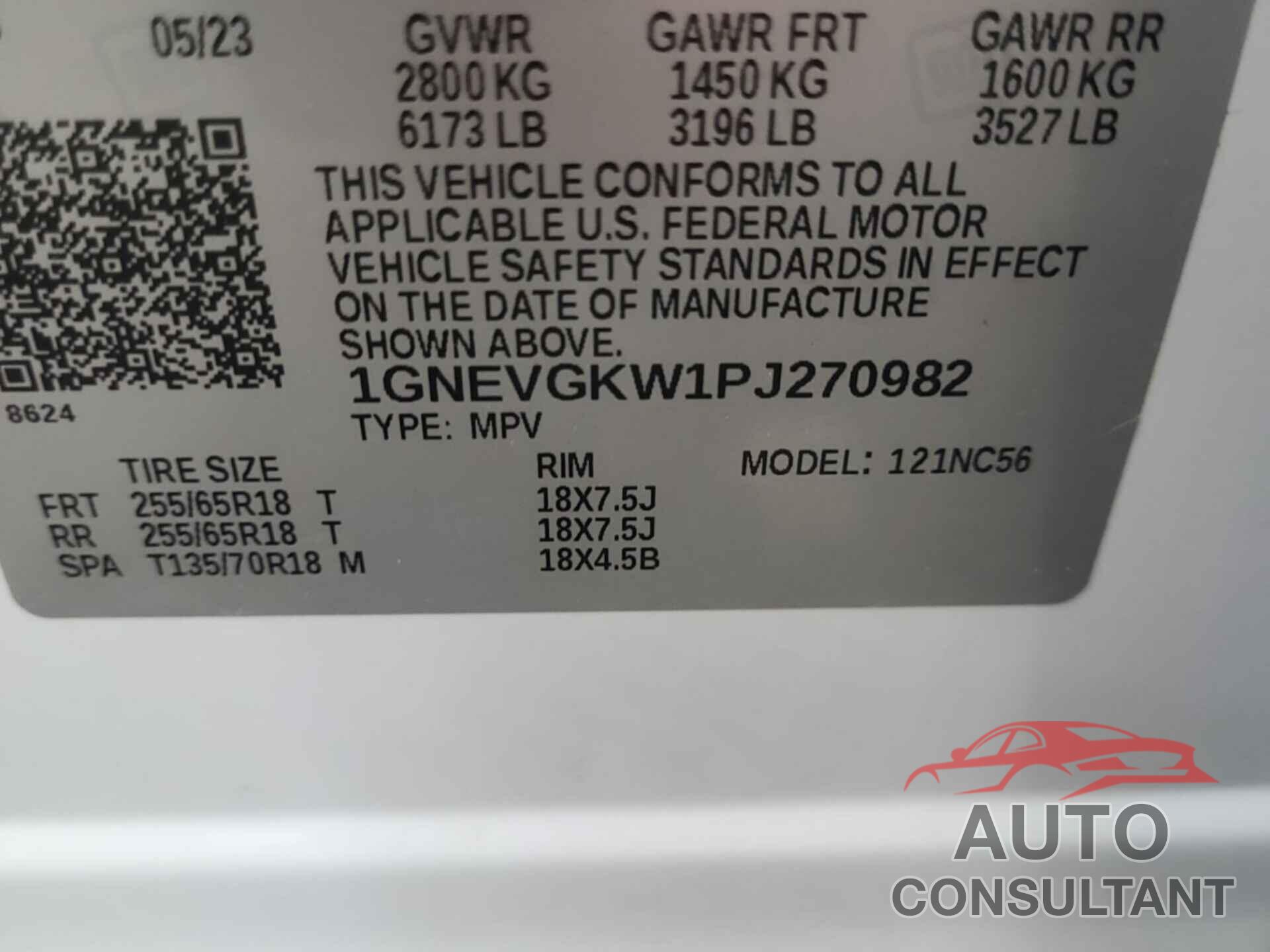 CHEVROLET TRAVERSE 2023 - 1GNEVGKW1PJ270982