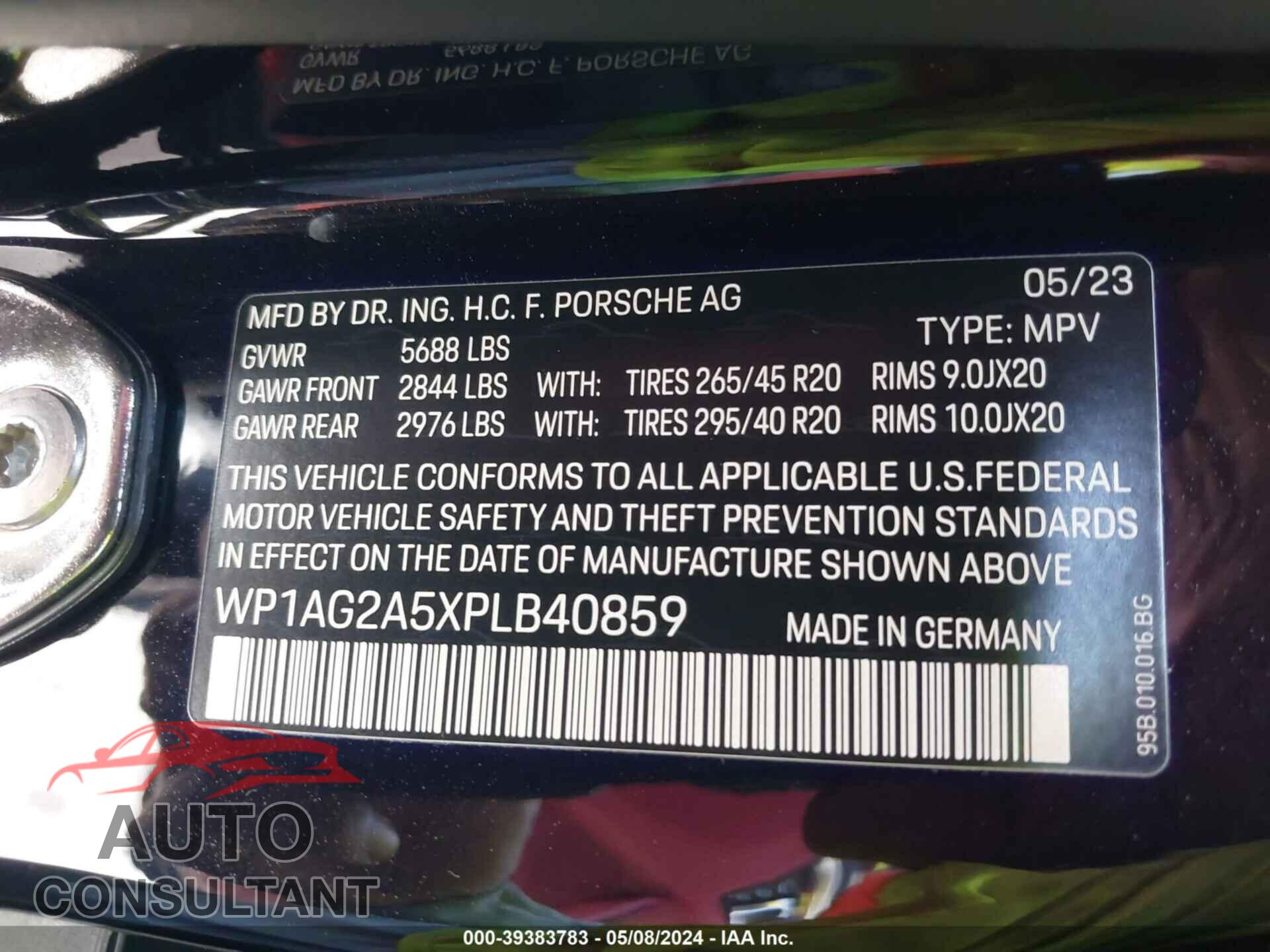 PORSCHE MACAN 2023 - WP1AG2A5XPLB40859
