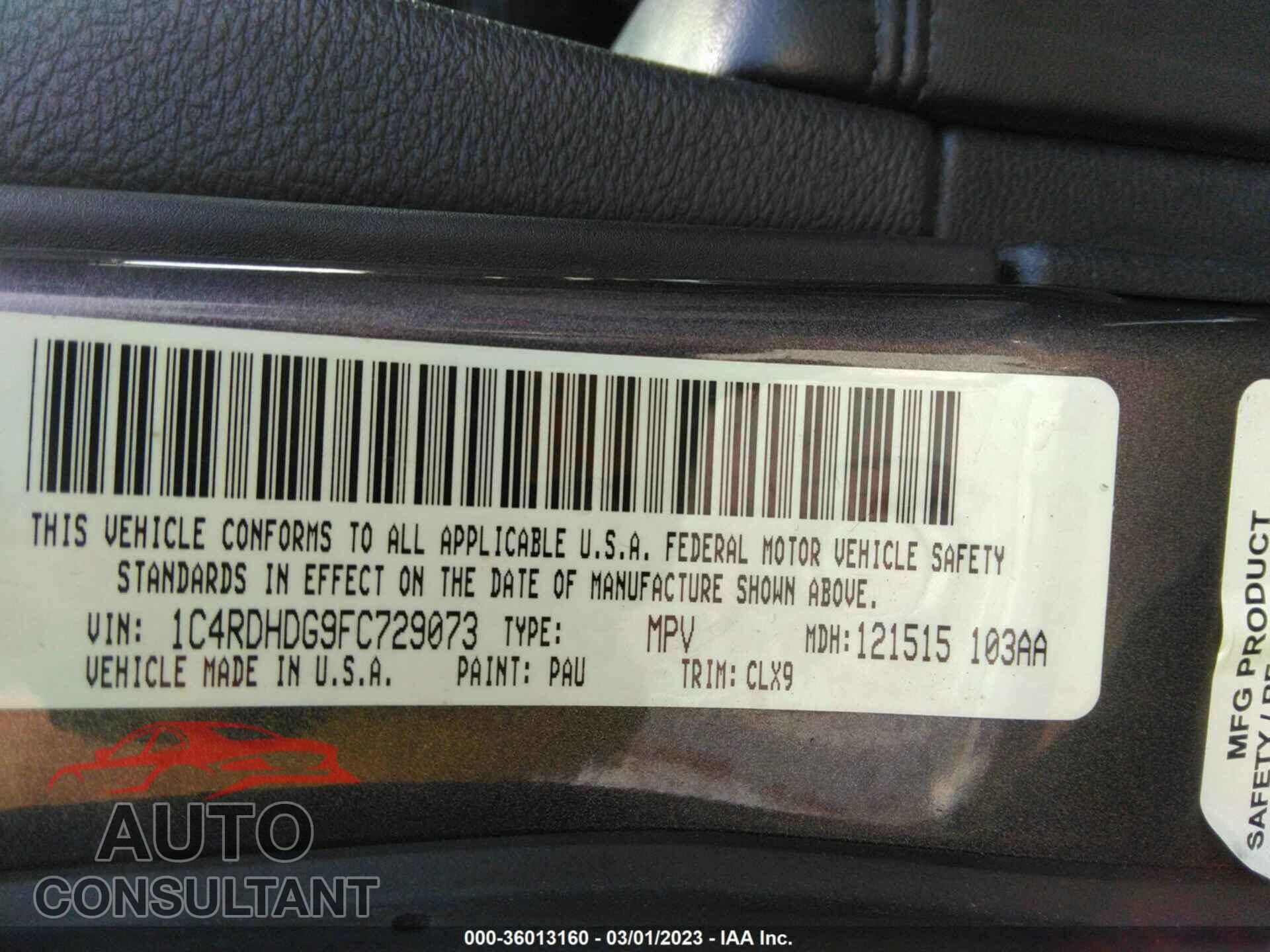 DODGE DURANGO 2015 - 1C4RDHDG9FC729073