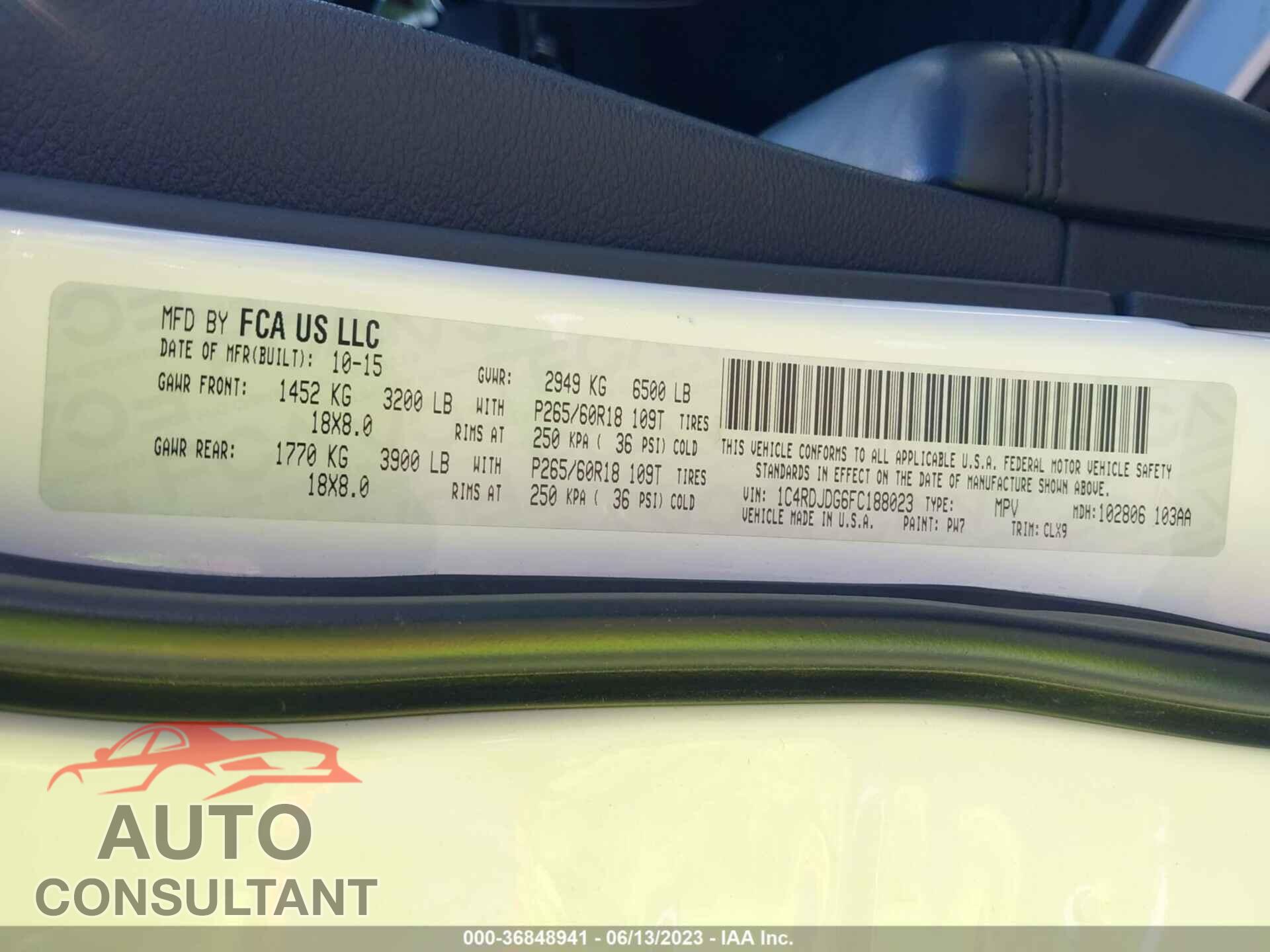 DODGE DURANGO 2015 - 1C4RDJDG6FC188023